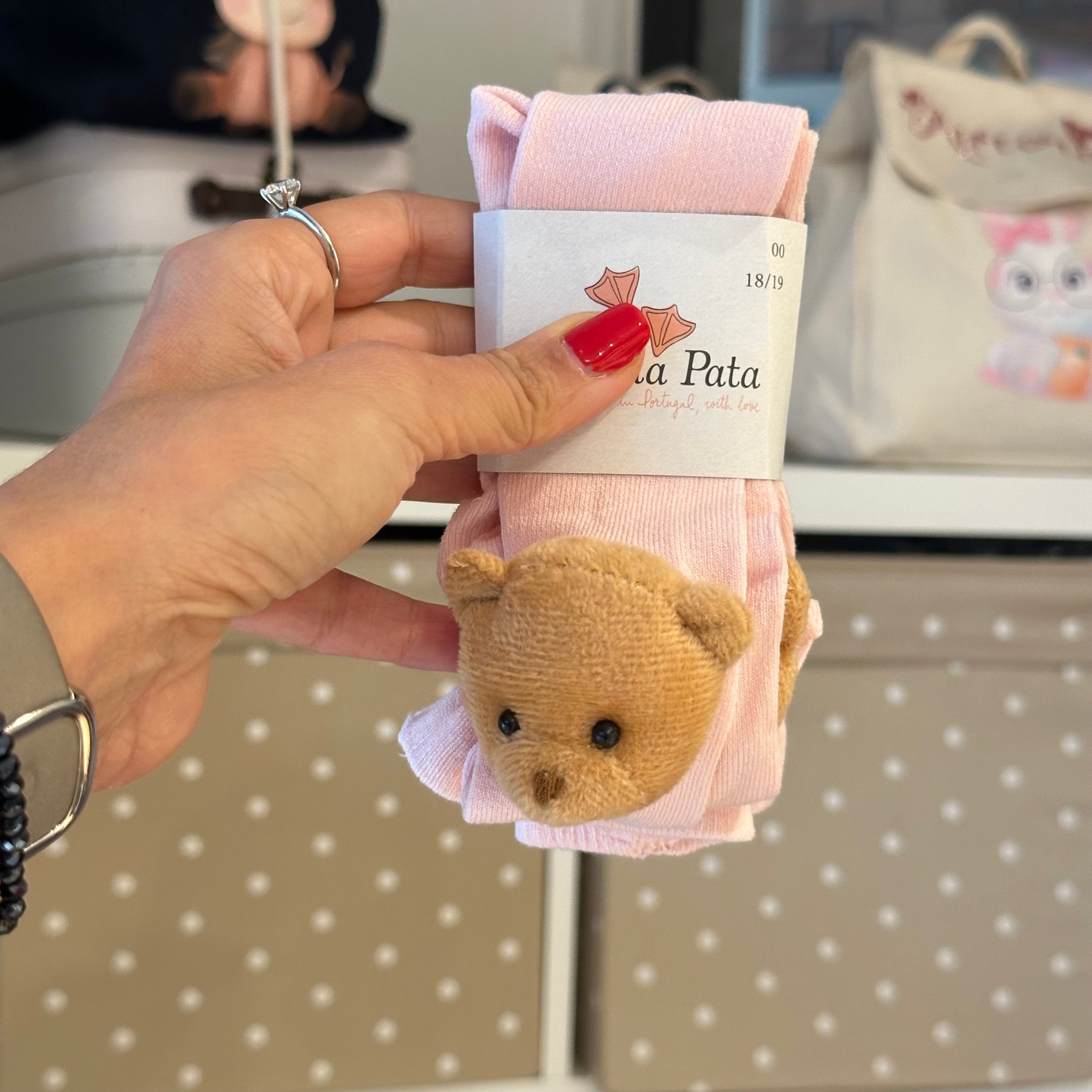 Calzamaglia Rosa per bambini con Orsetto Meia Pata - Be Brave Boutique