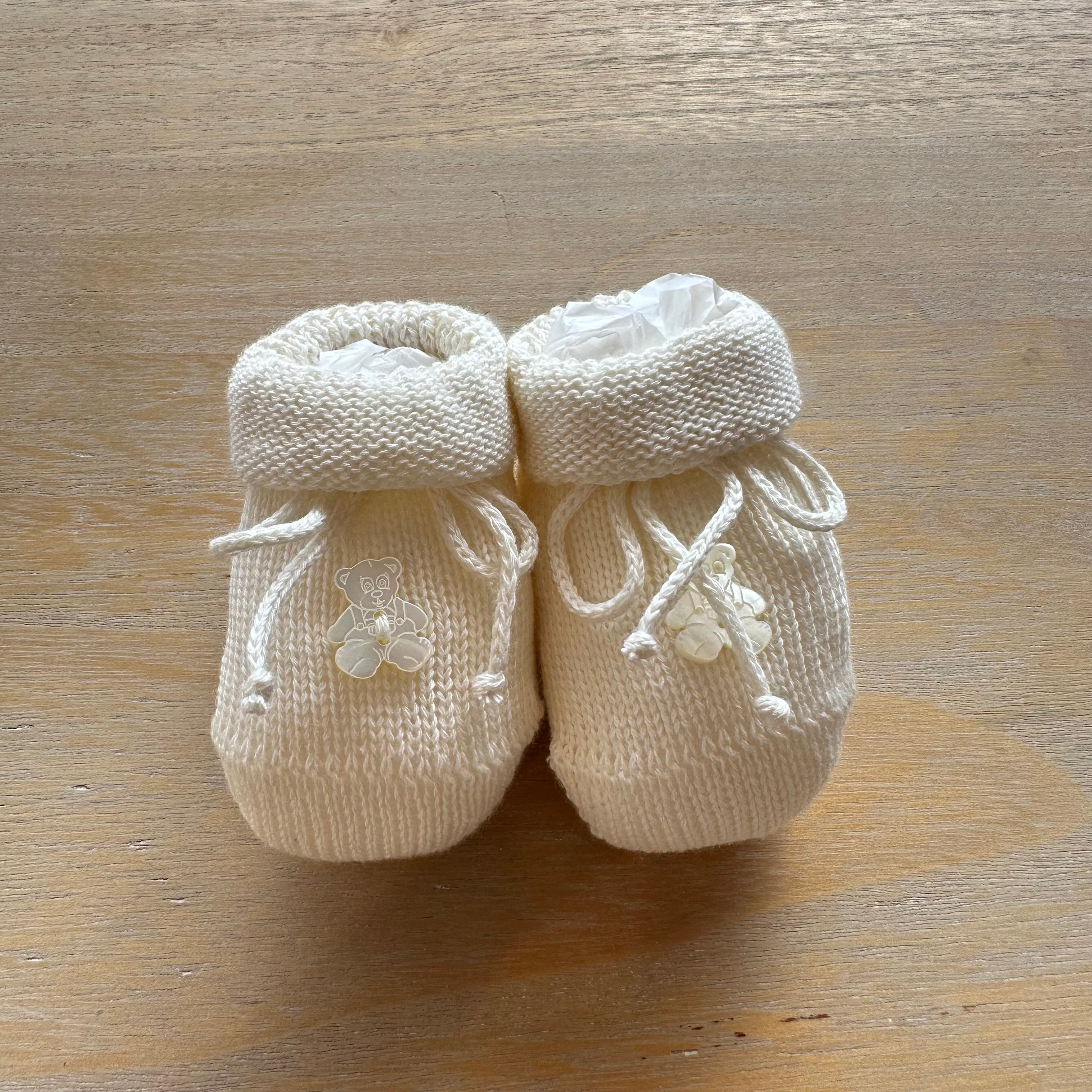 Scarpine nascita Con Orsetto in Caldo Cotone Made in Italy - Be Brave Boutique