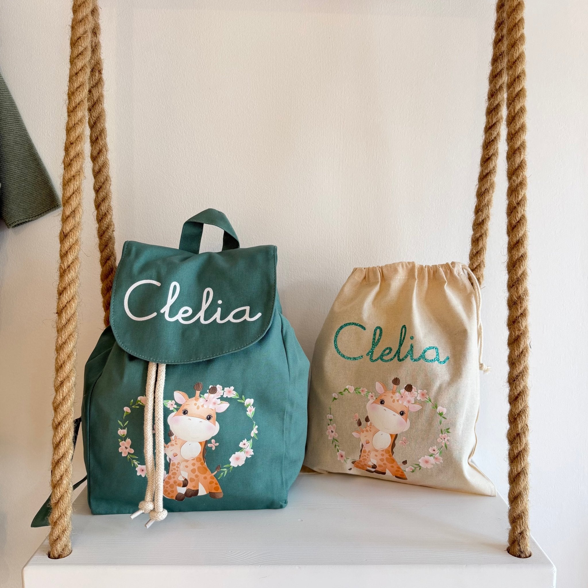 Mini Zaino in cotone e sacchetto cambi Giraffine - Be Brave Boutique