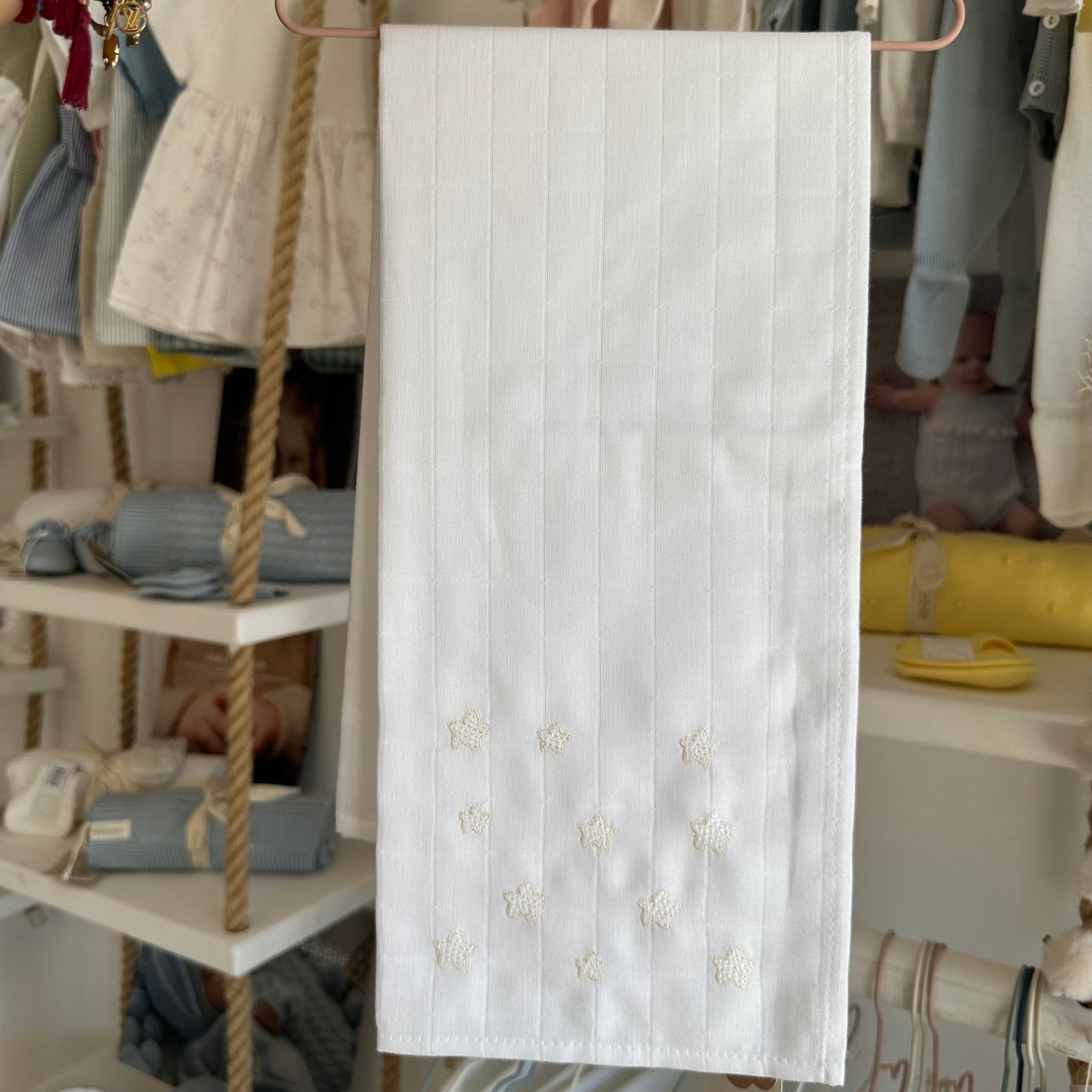 Wedoble Mussola in Cotone Ricamata Stelline Beige - Be Brave Boutique