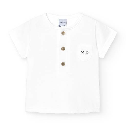 Tshirt basica Bimbo con taschino e iniziali - Be Brave Boutique