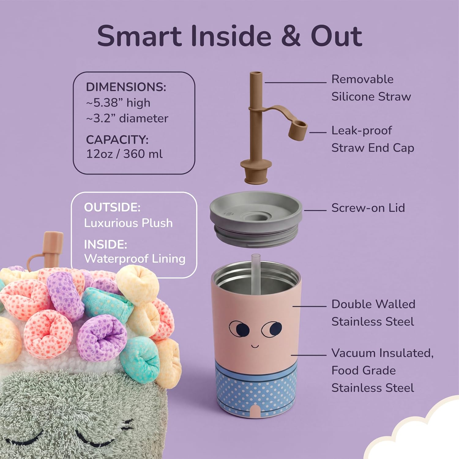 Borraccia Fuzzies Peluche Sunny The Spoonful 360 ml Asobu