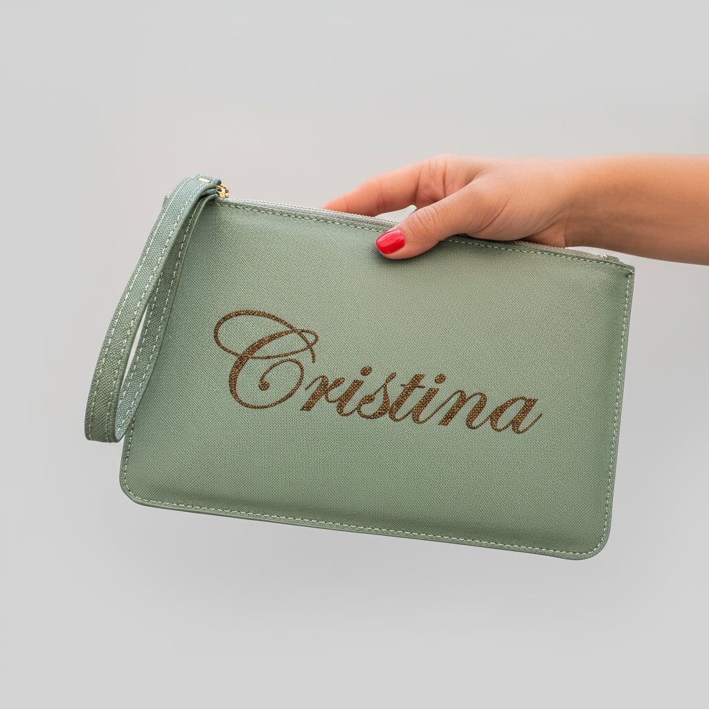 Pochette con anello piatta in simil pelle personalizzabile 13 colori disponibili - Be Brave Boutique