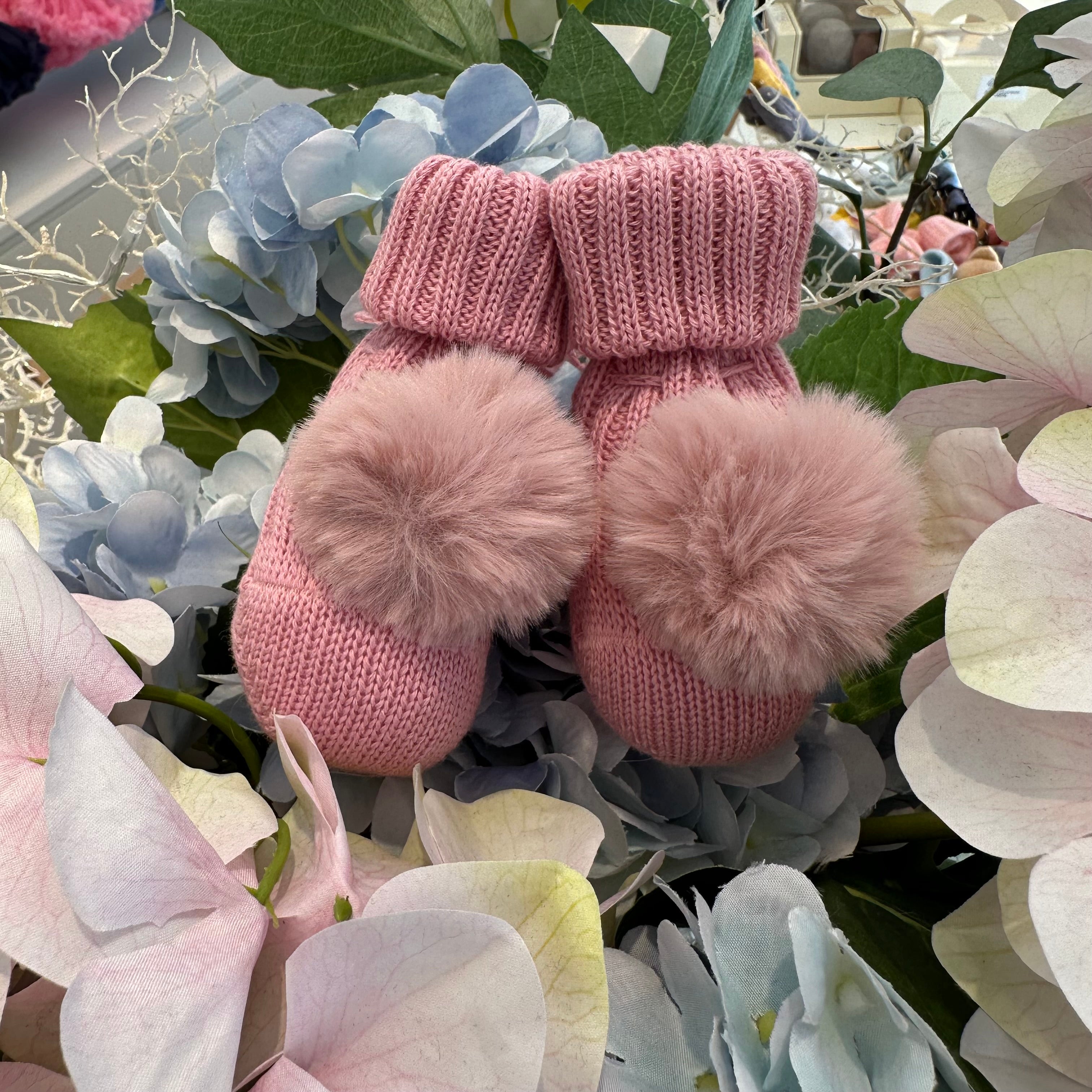 Scarpine nascita Con Pom Pom in Caldo Cotone Made in Italy - Be Brave Boutique