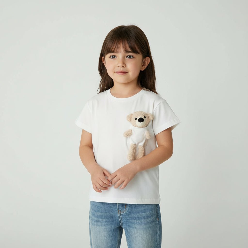 Maglietta in morbido cotone con Orsetto in tasca - Be Brave Boutique