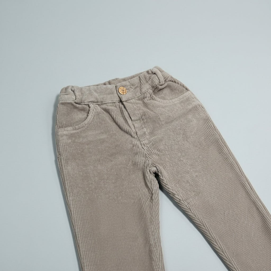 Pantalone a costine in velluto Tortora Senza Tasche - Be Brave Boutique