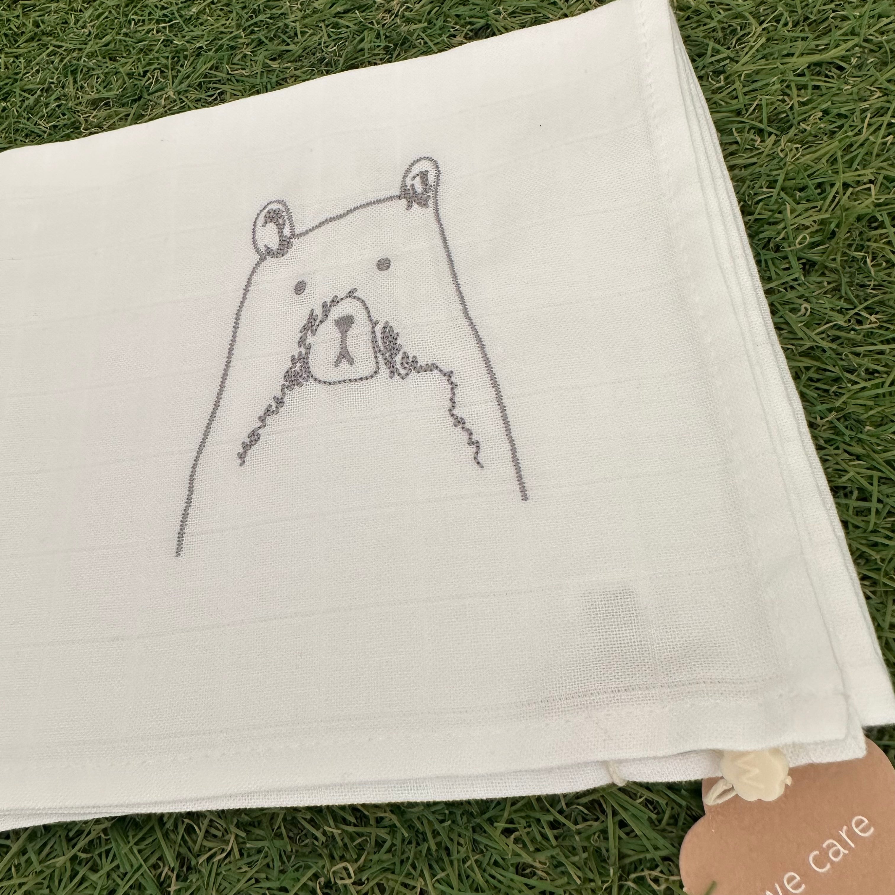 Wedoble Mussola in Cotone Ricamata Orso mountain - Be Brave Boutique