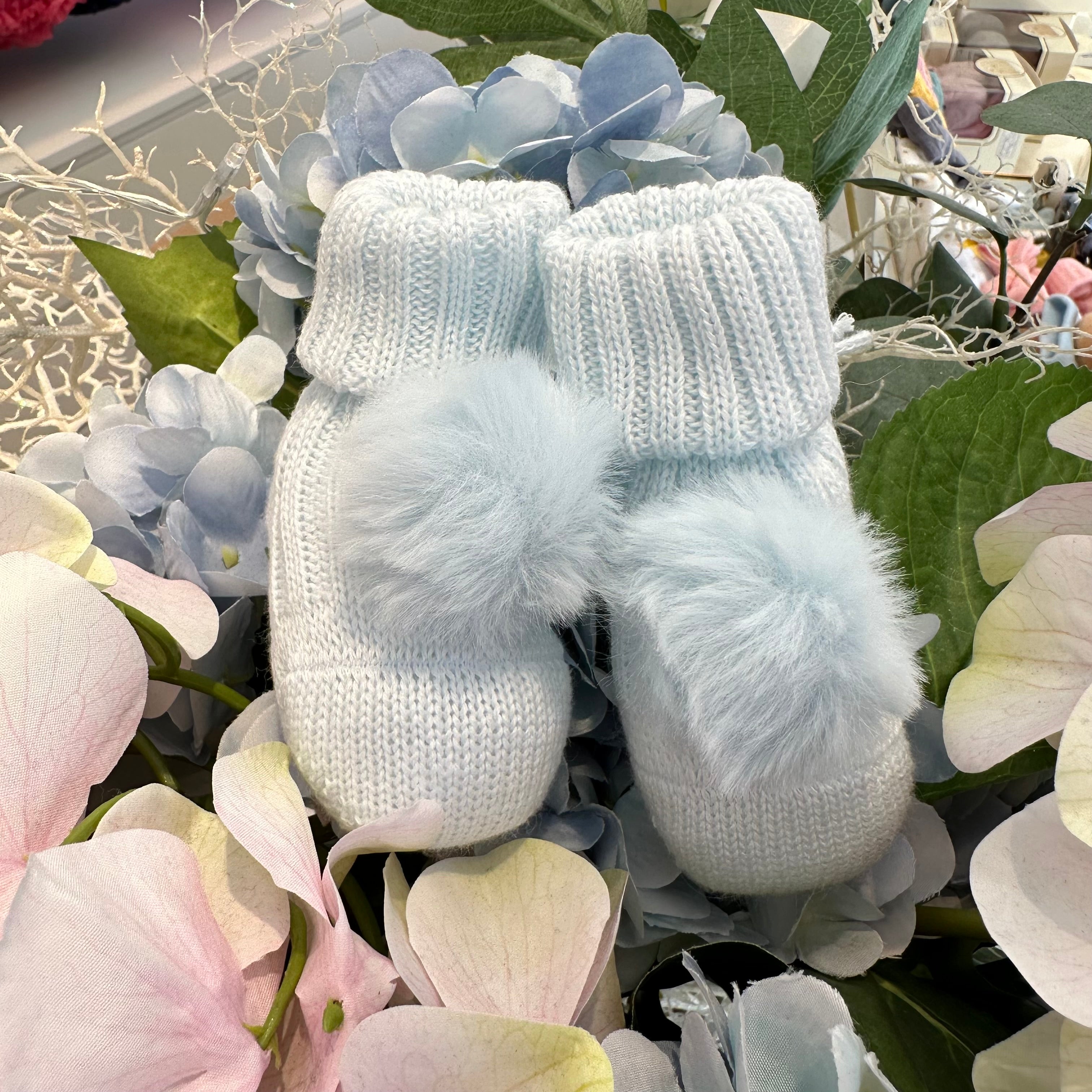 Scarpine nascita Con Pom Pom in Caldo Cotone Made in Italy - Be Brave Boutique