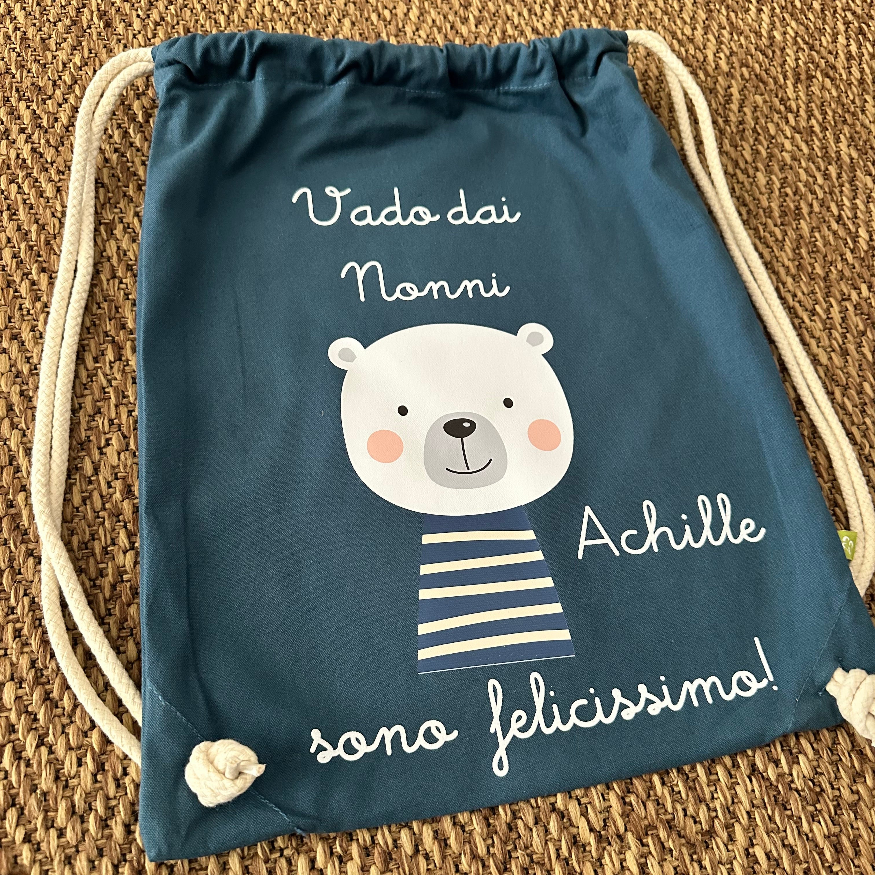 Zaino in cotone pesante Vado dai Nonni e sono felicissimo - Be Brave Boutique