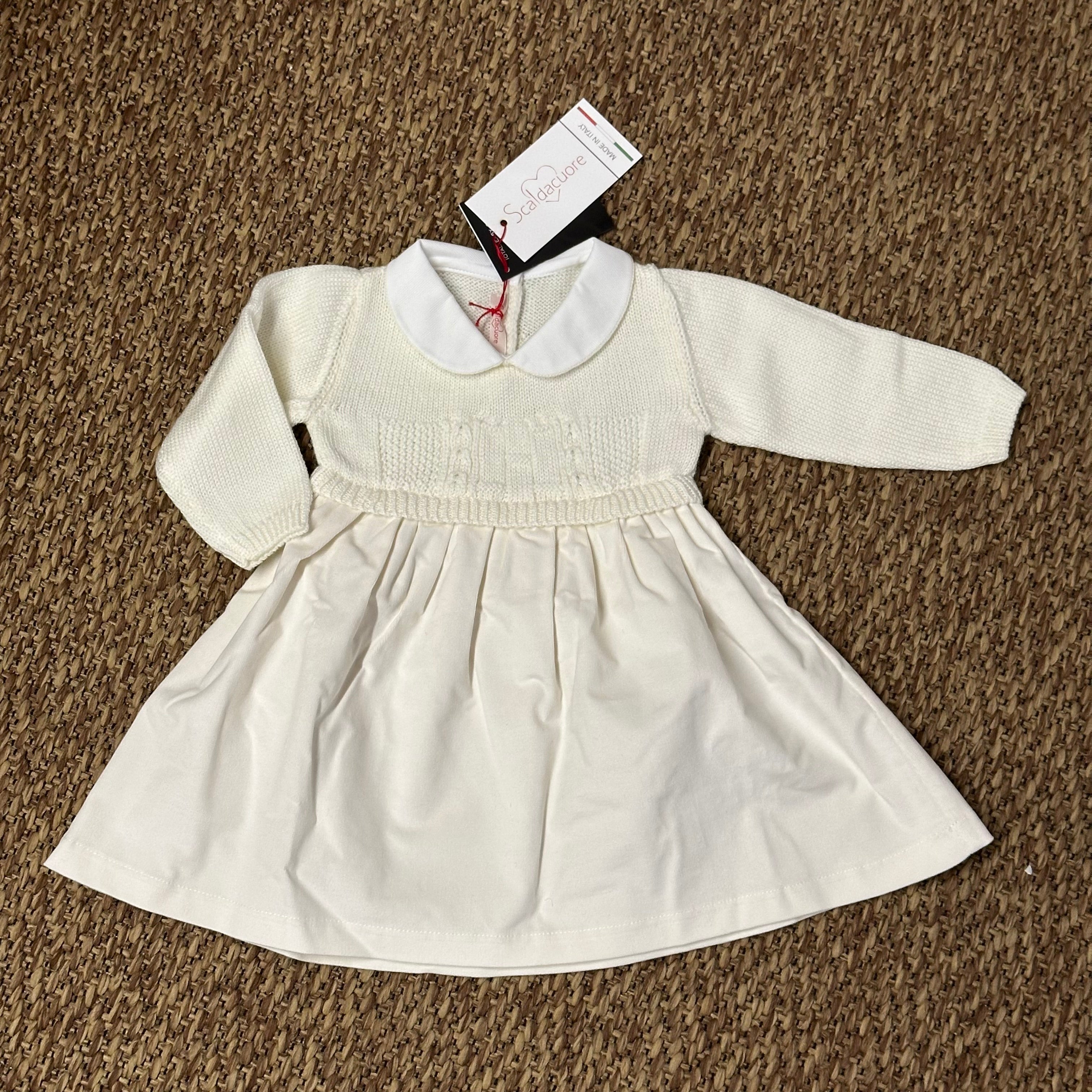 Abito in filo e tessuto Bianco-Velluto Bimba Elegante - Be Brave Boutique