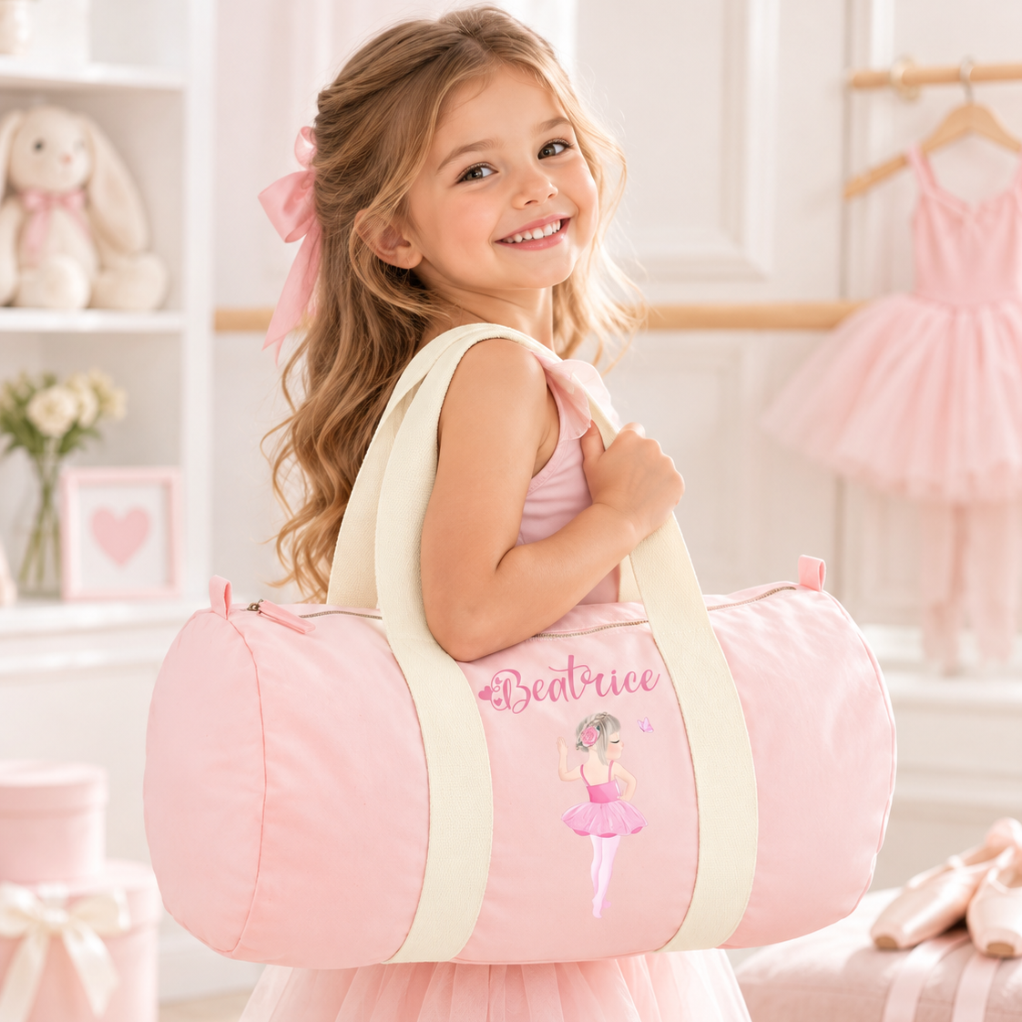 Personalized Birth Duffle Bag in Cotton Ballerina Dance