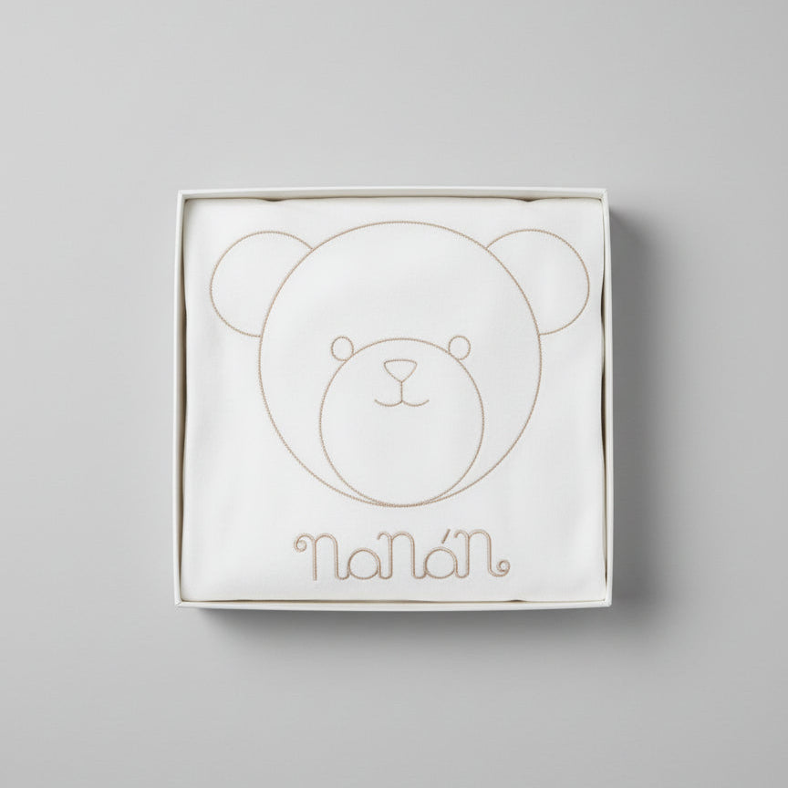 Copertina invernale Bianca Nanan con ricamo Orsetto