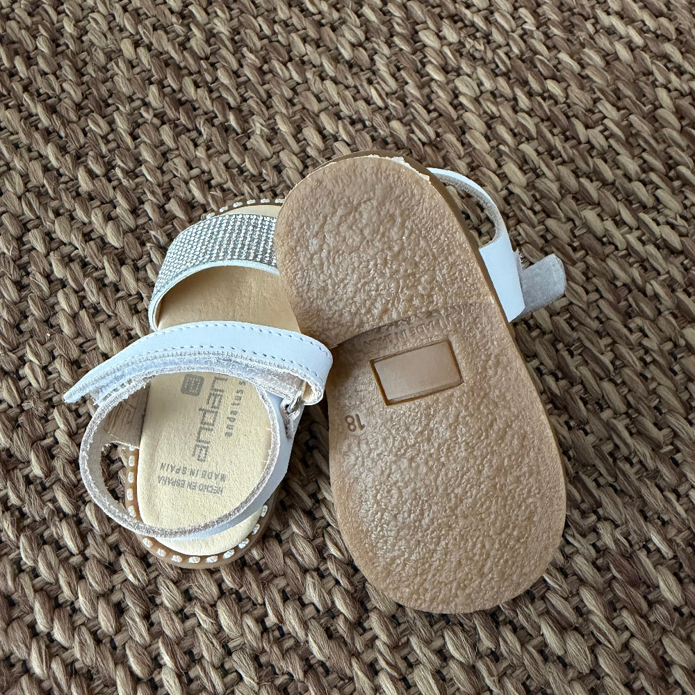 Sandali Andanines in Pelle Bianco con dettaglio pietre per bambina