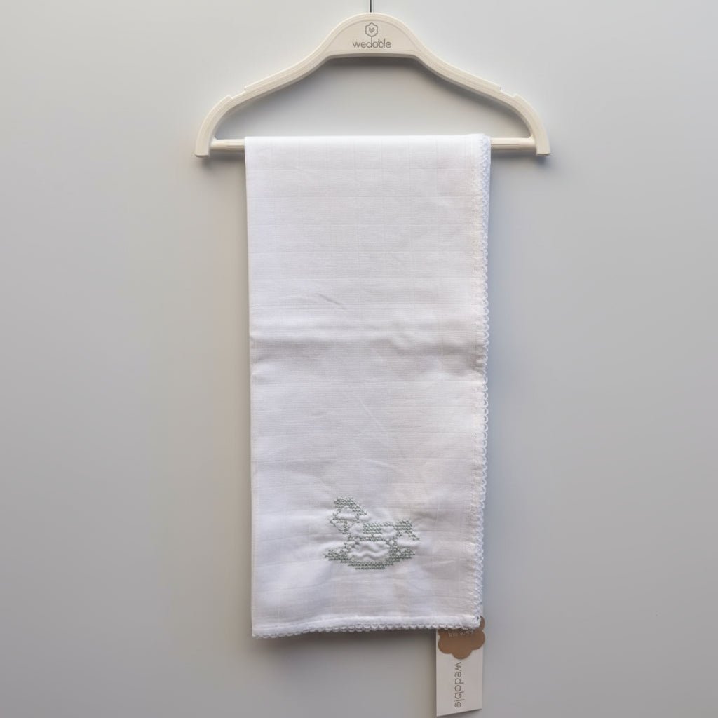 Wedoble Mussola in Cotone Ricamata Cavallino Salvia - Be Brave Boutique