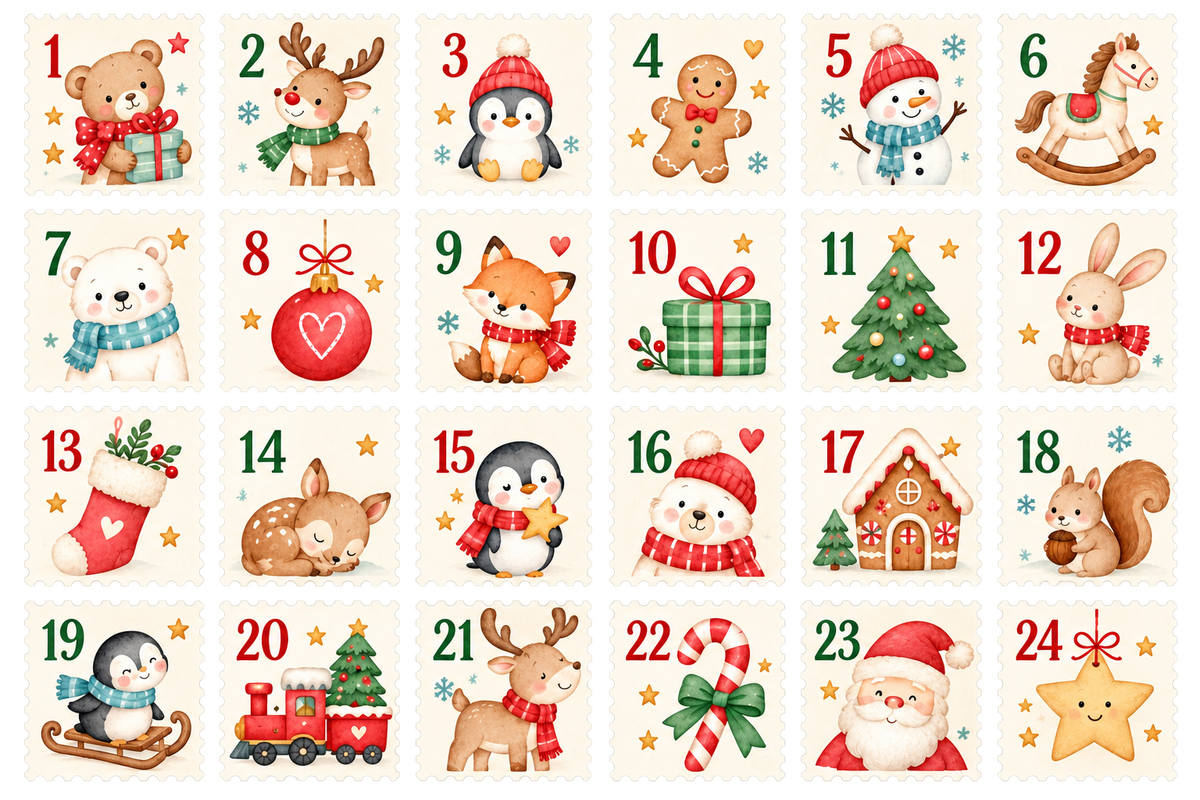 Kit 24 adesivi calendario dell’avvento