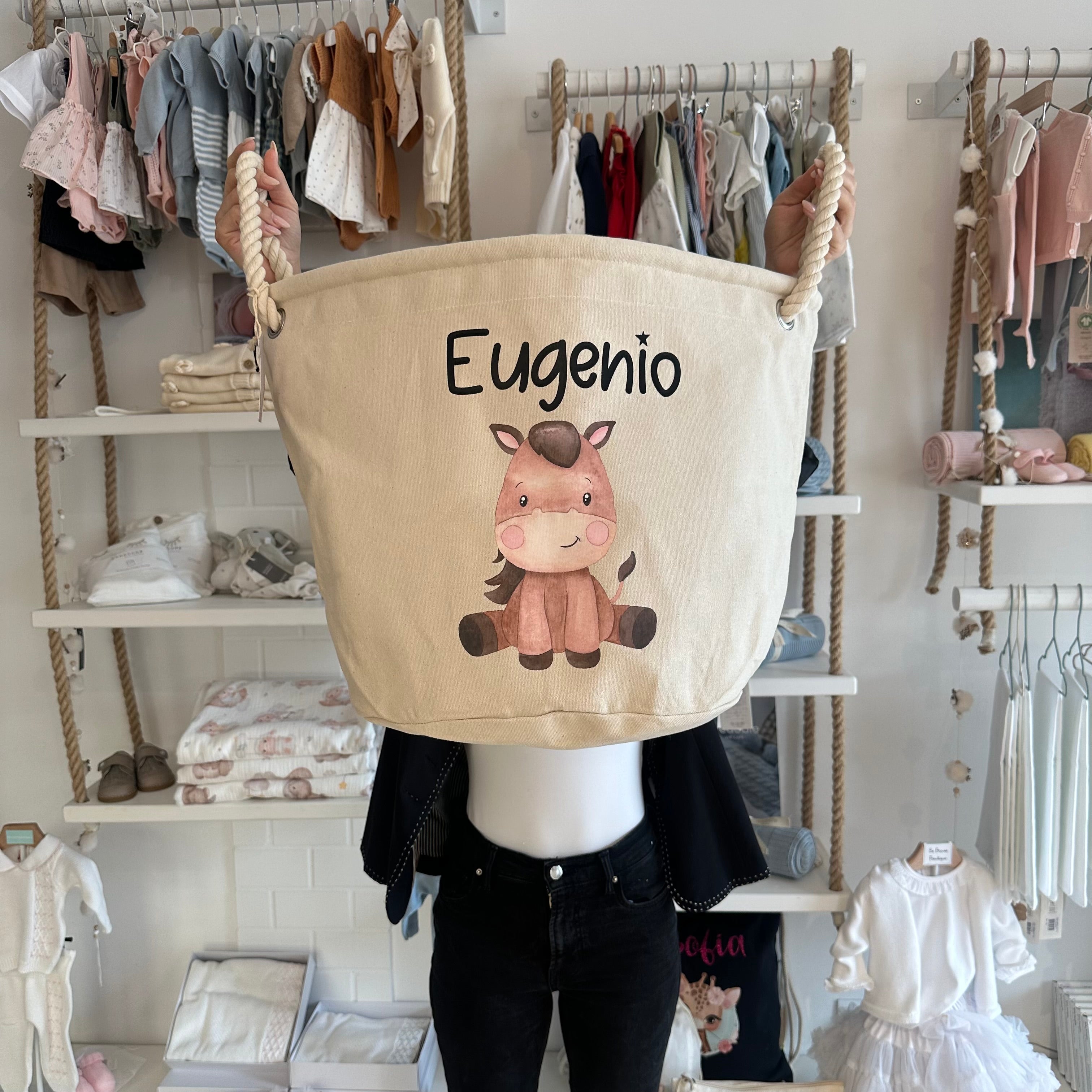 Cesta Porta giochi personalizzabile Baby Horse - Be Brave Boutique