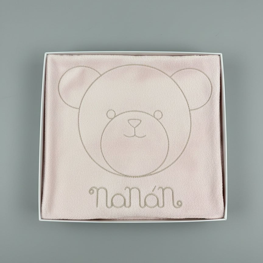 Copertina invernale Rosa Nanan con ricamo Orsetto