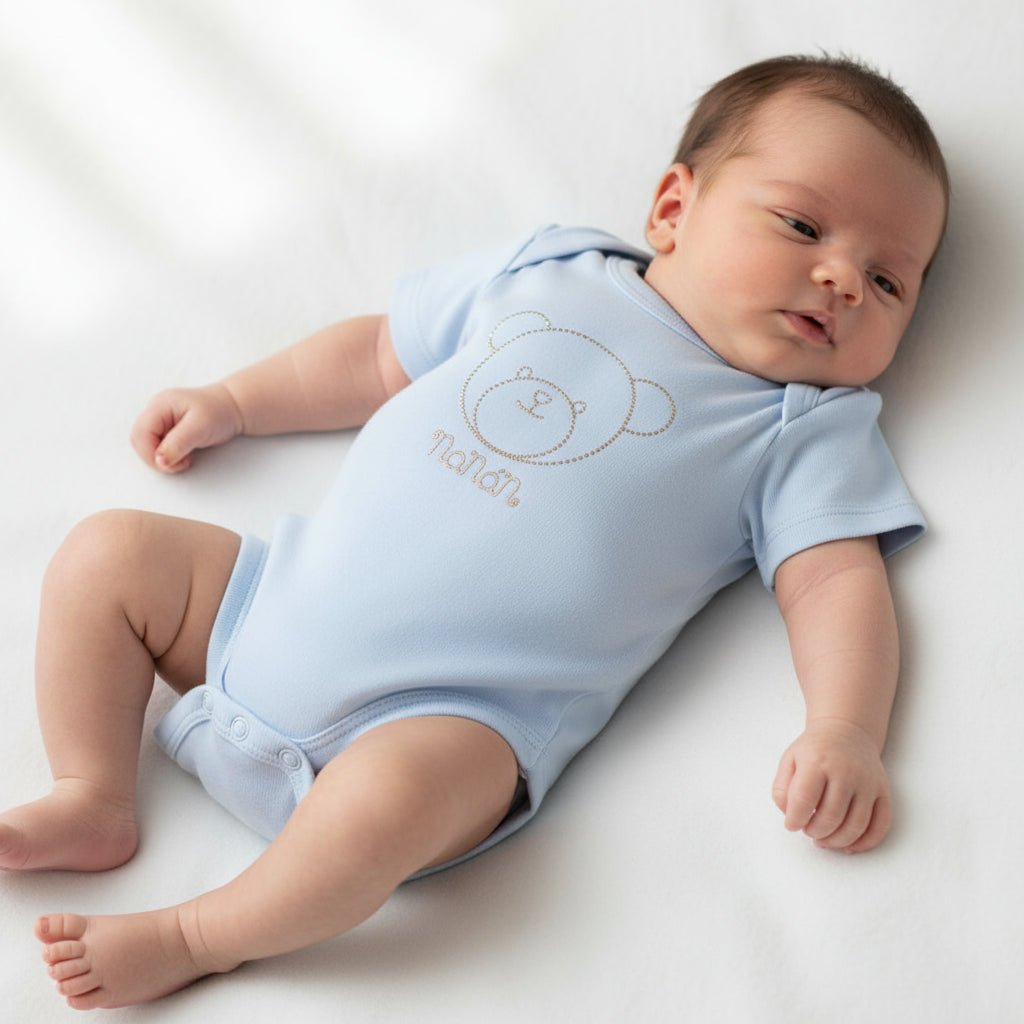 Body Nanan Azzurro con Orsetto ricamato