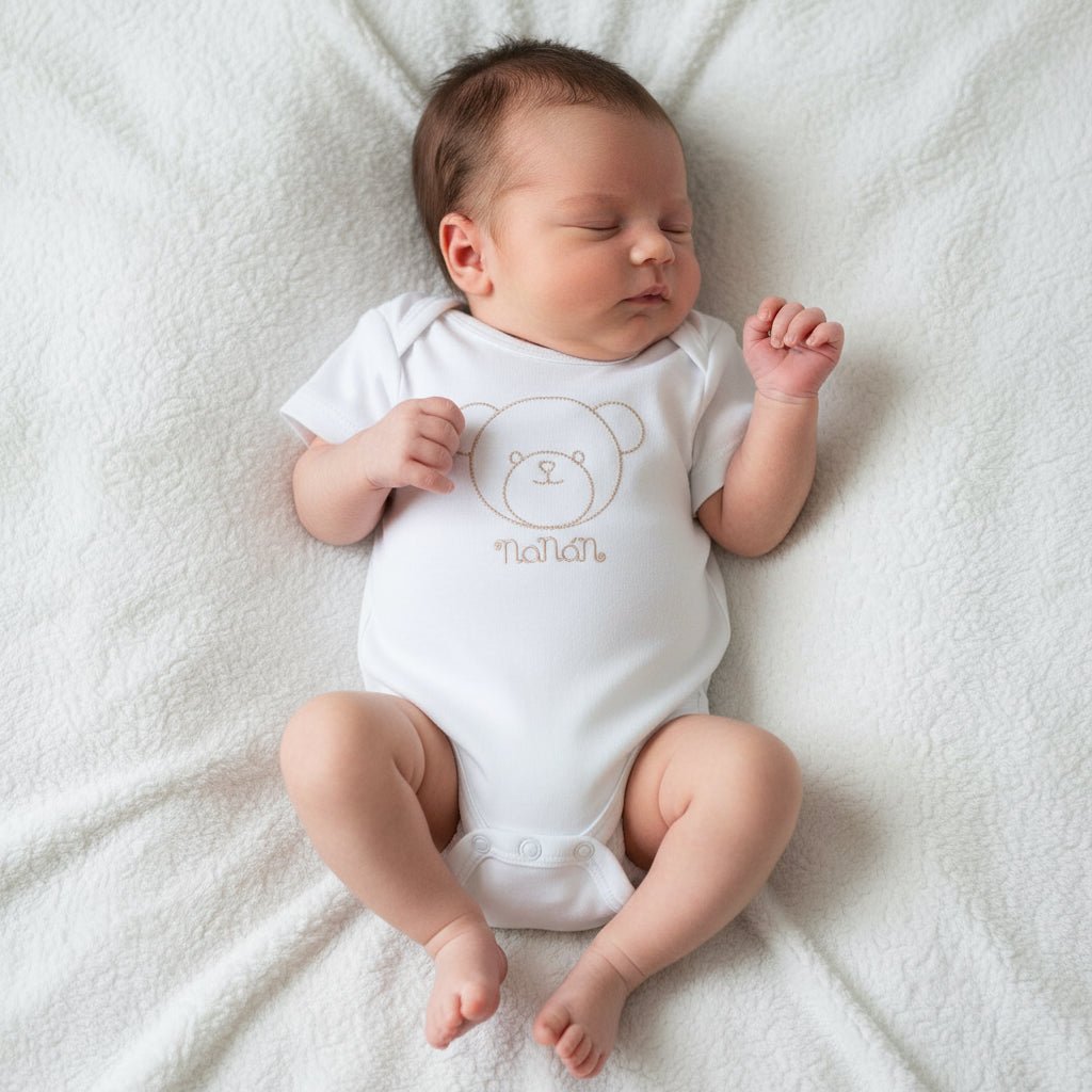Body Nanan bianco con Orsetto ricamato