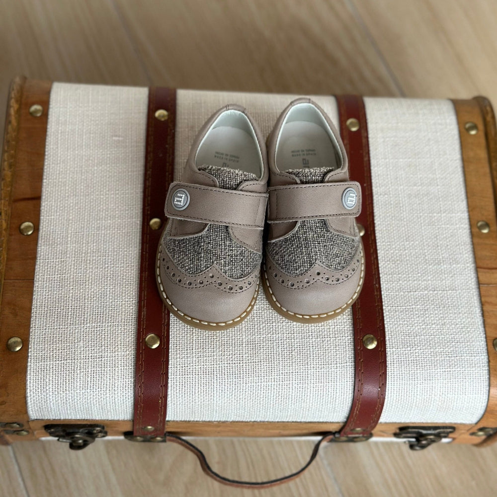 ANDANINES Sandali bimbo Lino/ Tortora con plantare anatomico - Be Brave Boutique