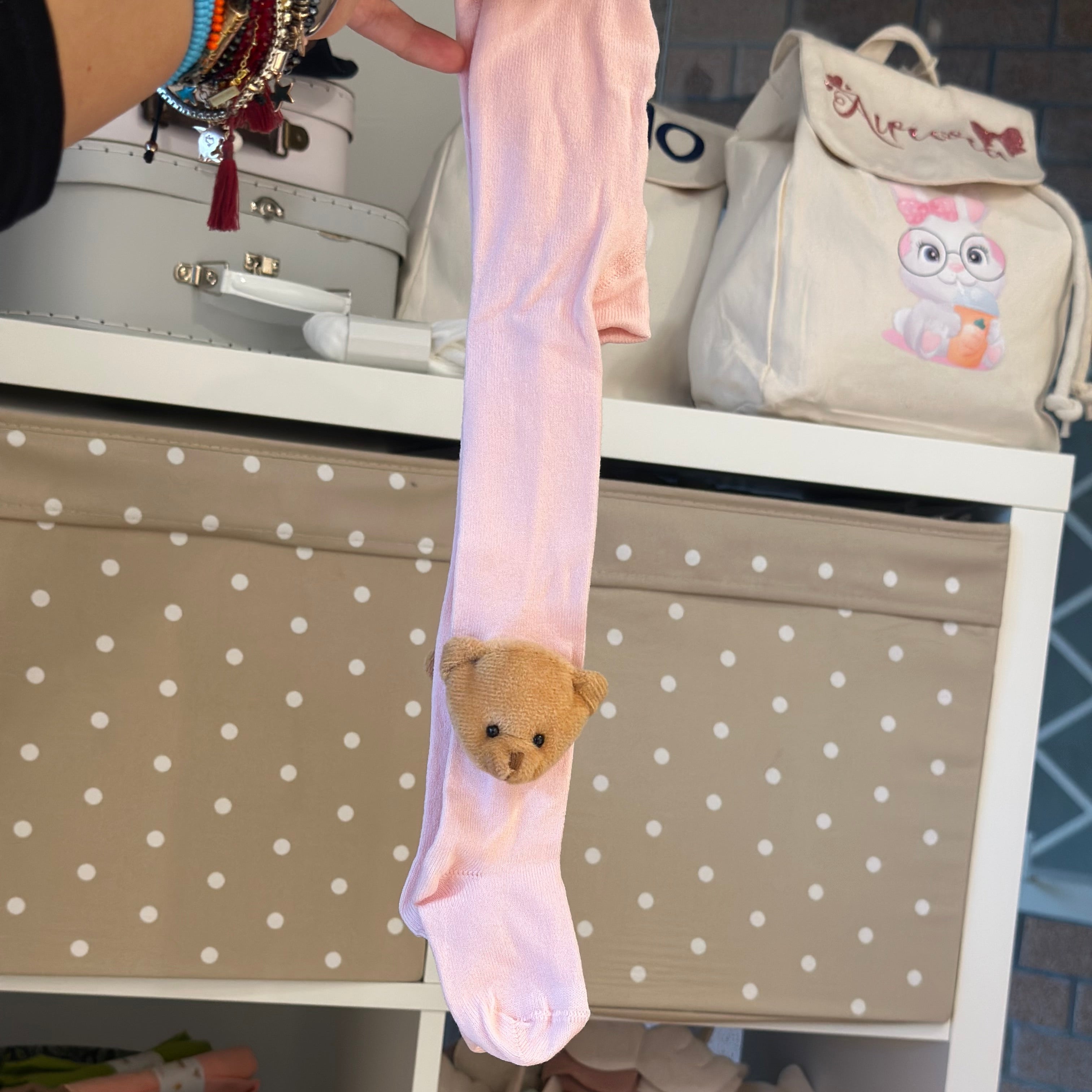 Calzamaglia Rosa per bambini con Orsetto Meia Pata - Be Brave Boutique