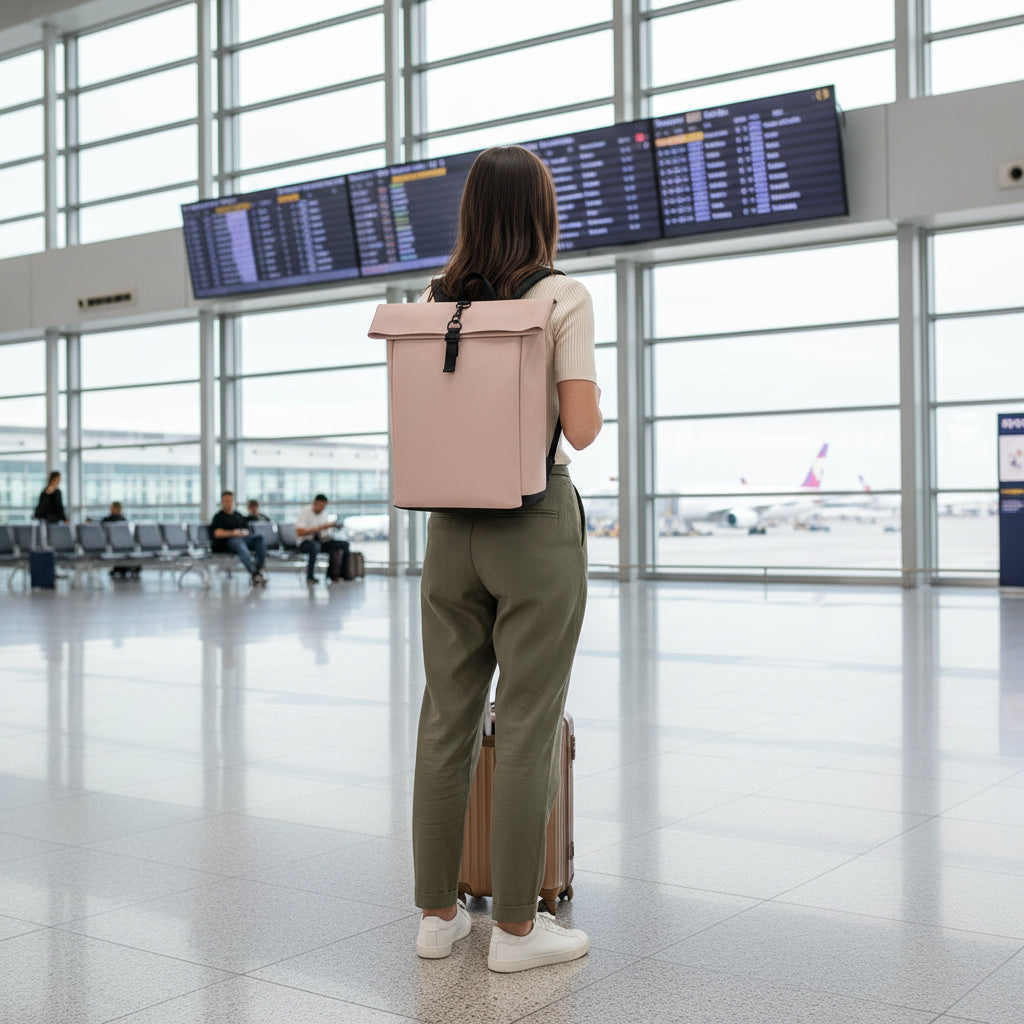 Zaino in tessuto riciclato Roll-Top idrorepellente Rosa