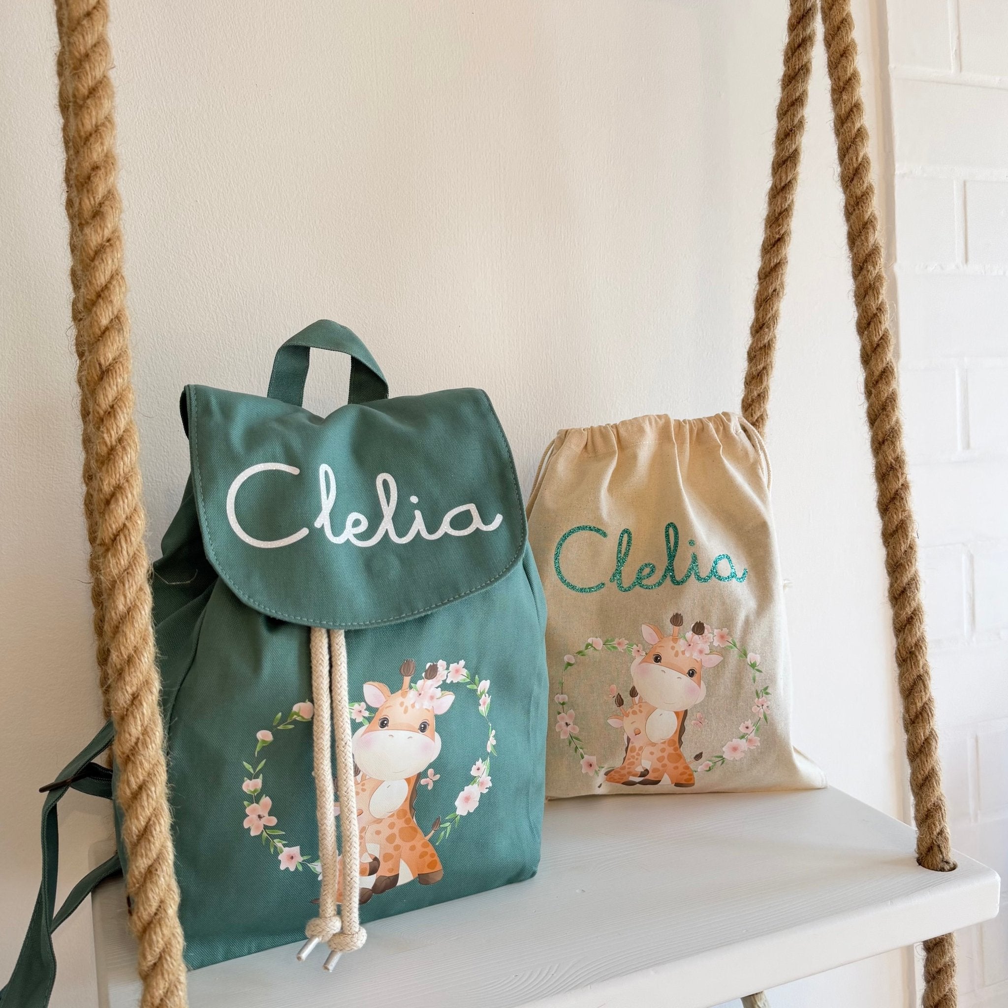 Mini Zaino in cotone e sacchetto cambi Giraffine - Be Brave Boutique