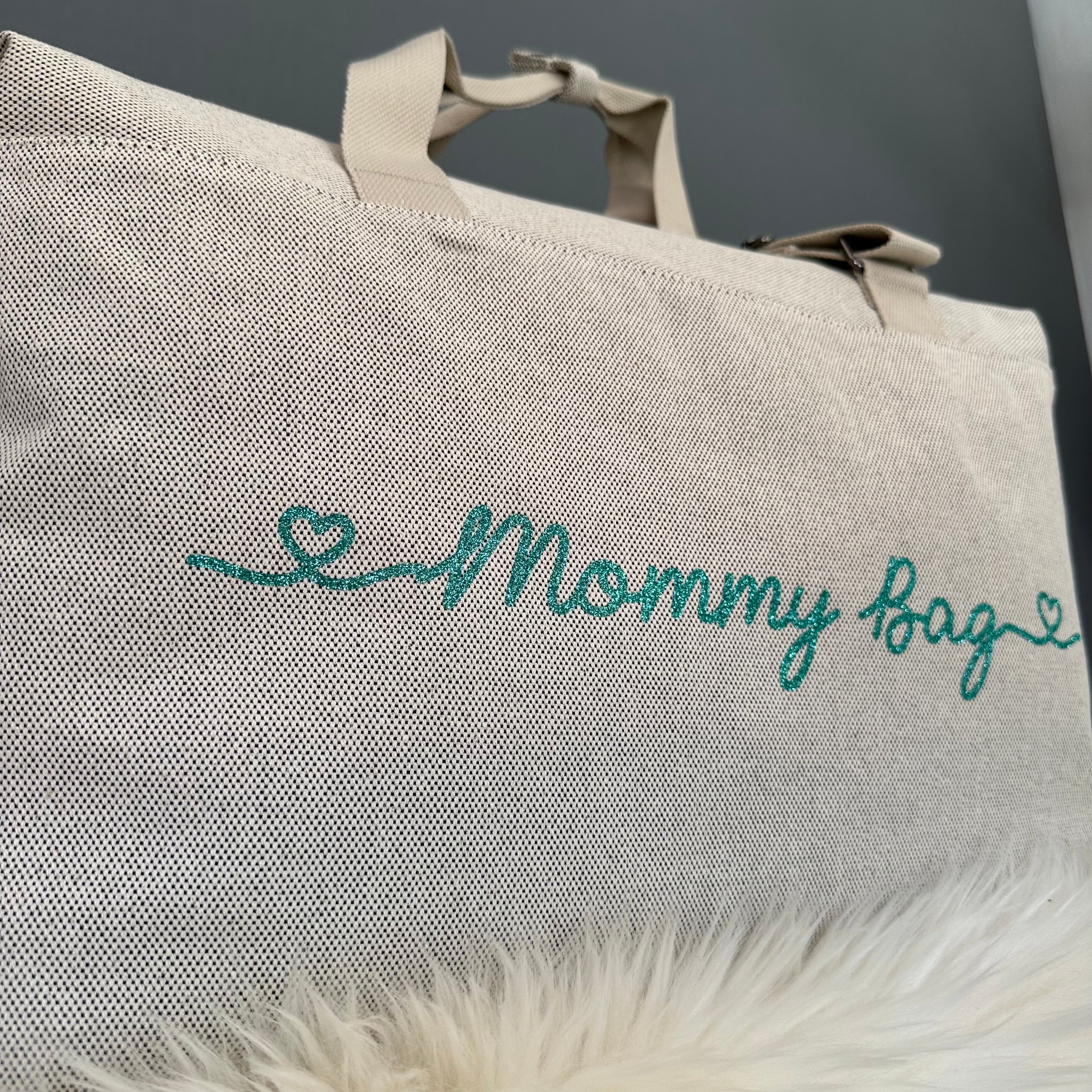 Borsone modello “Mommy” in polycotton grande e leggero stampa GLITTER - Be Brave Boutique