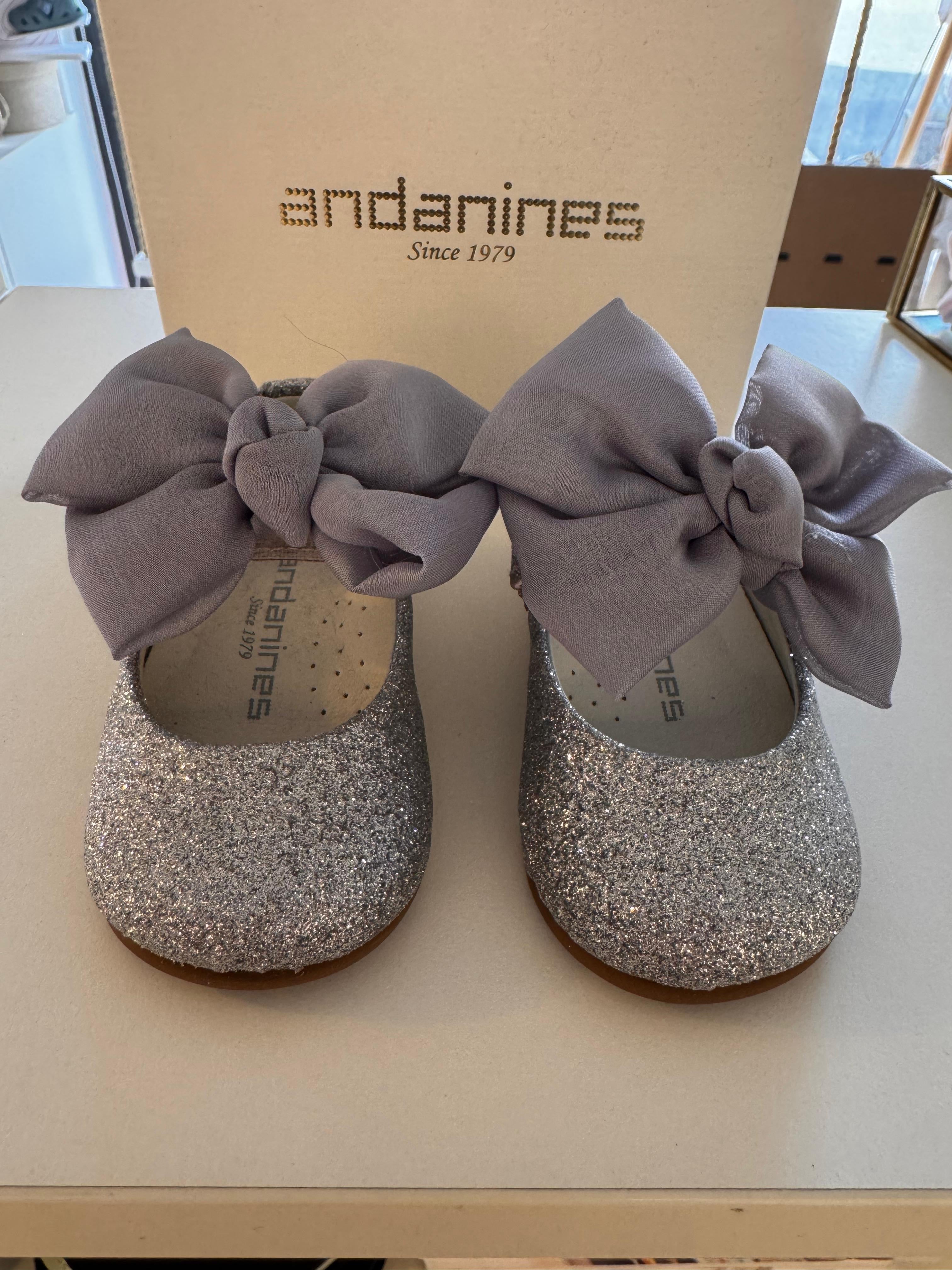 ANDANINES Ballerine eleganti Argento glitter con plantare anatomico