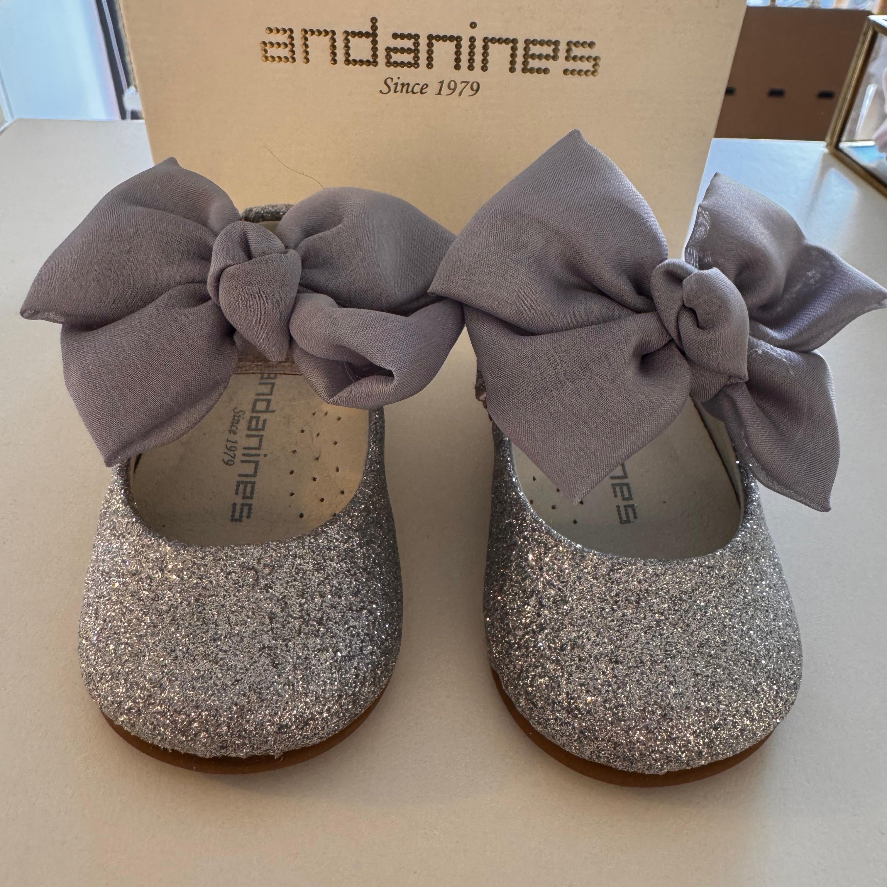 ANDANINES Ballerine eleganti Argento glitter con plantare anatomico