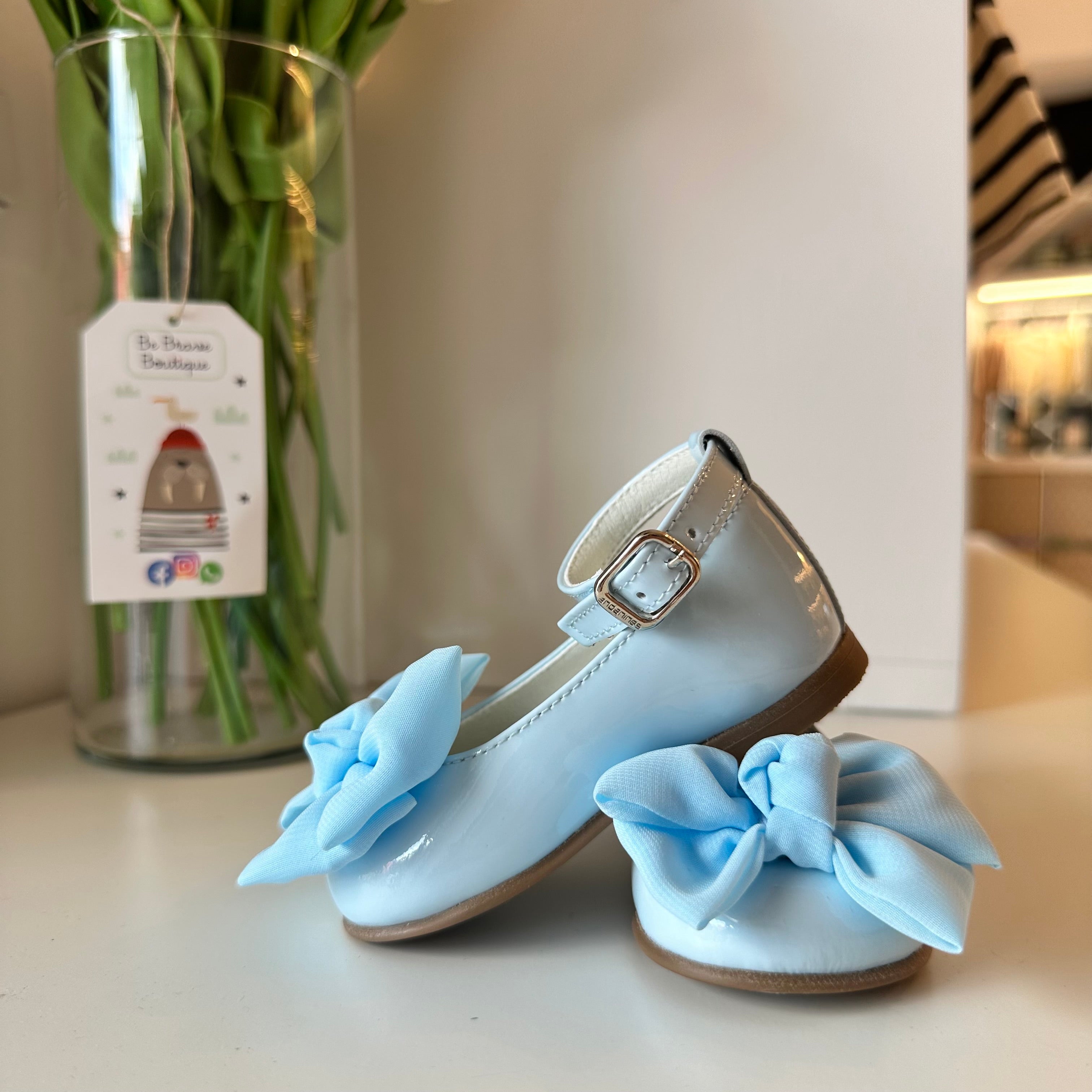 ANDANINES Ballerine Eleganti con fiocco davanti Azzurre e plantare anatomico - Be Brave Boutique