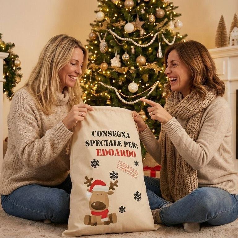 Sacca XXL Porta Regali di Natale Personalizzata per Bambini