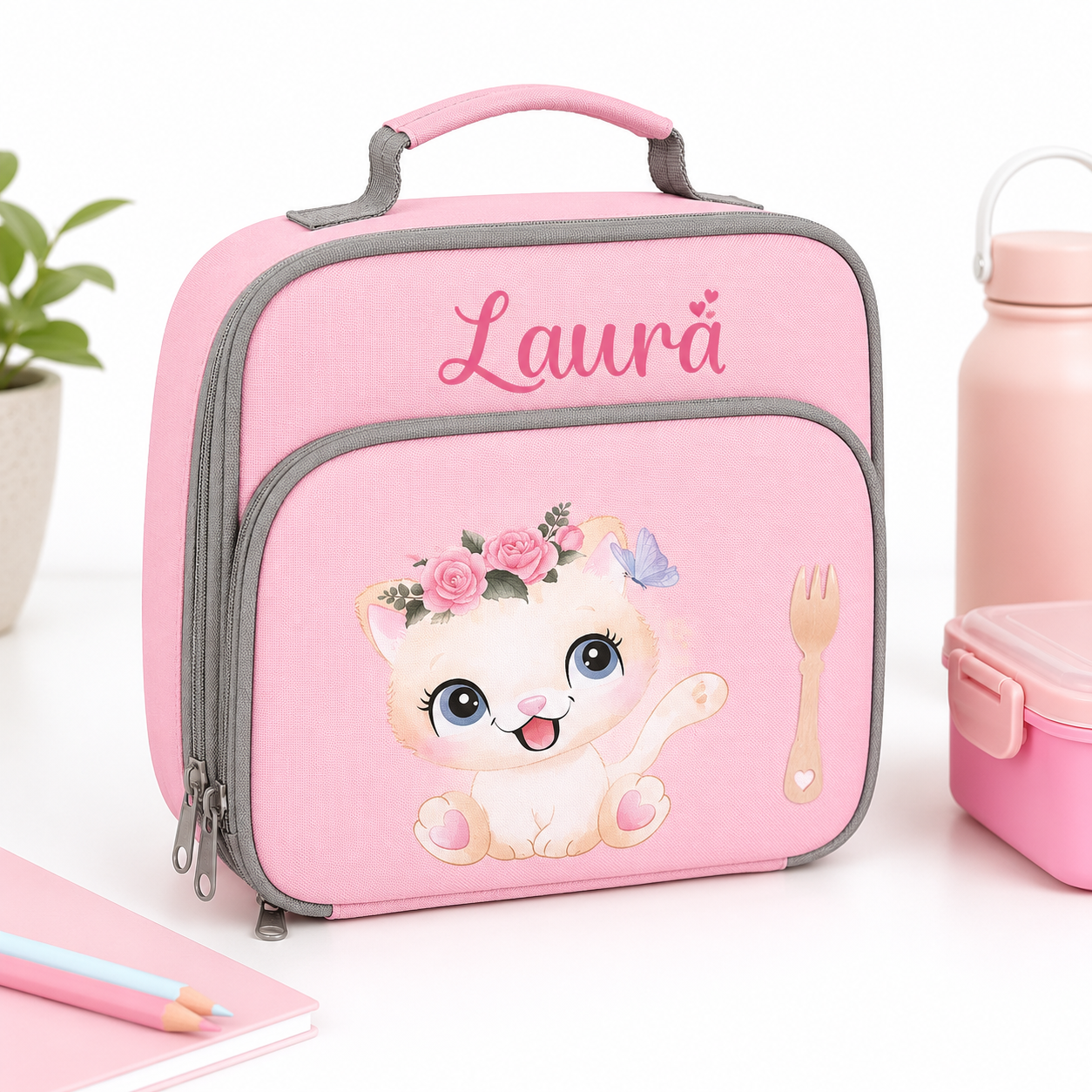 Porta Merenda per Bambini personalizzabile Gattina