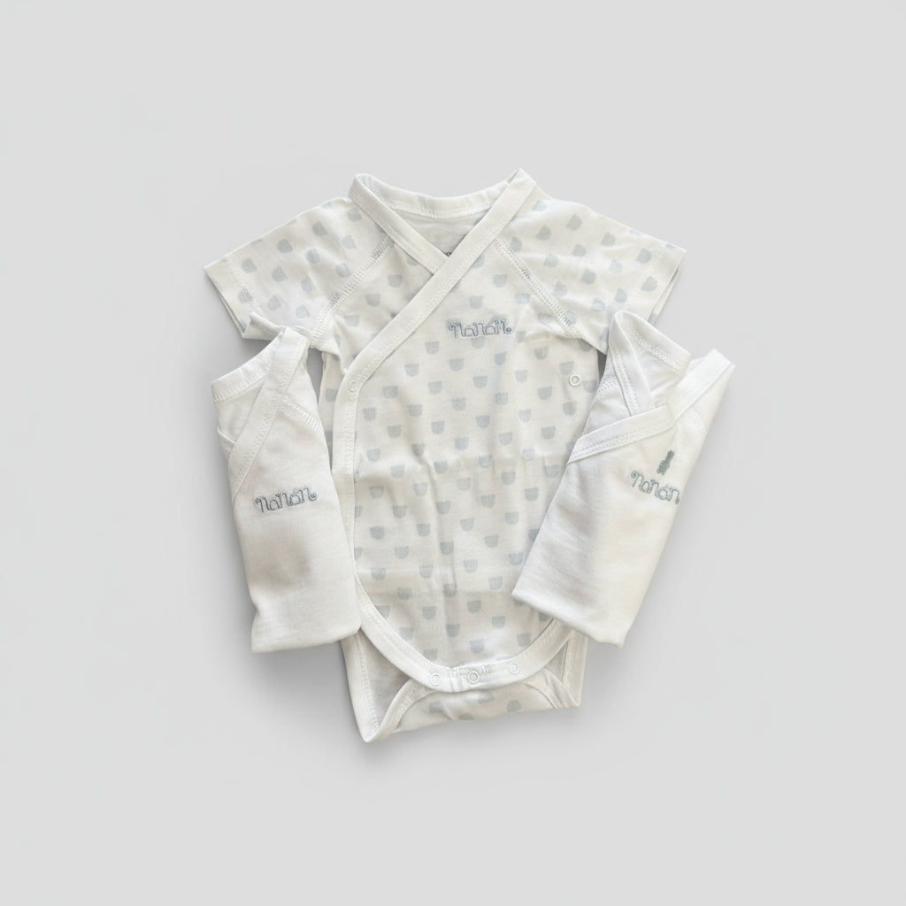 Set 3 body neonato Nanán in cotone organico – morbidi e delicati sulla pelle - Be Brave Boutique