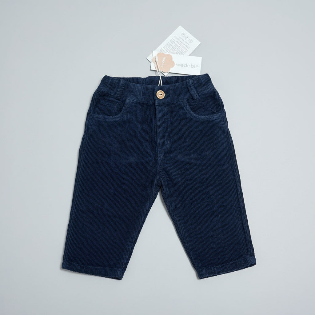 Pantalone a costine in velluto blu Senza Tasche - Be Brave Boutique