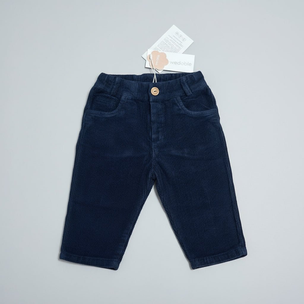 Pantalone a costine in velluto blu Senza Tasche - Be Brave Boutique