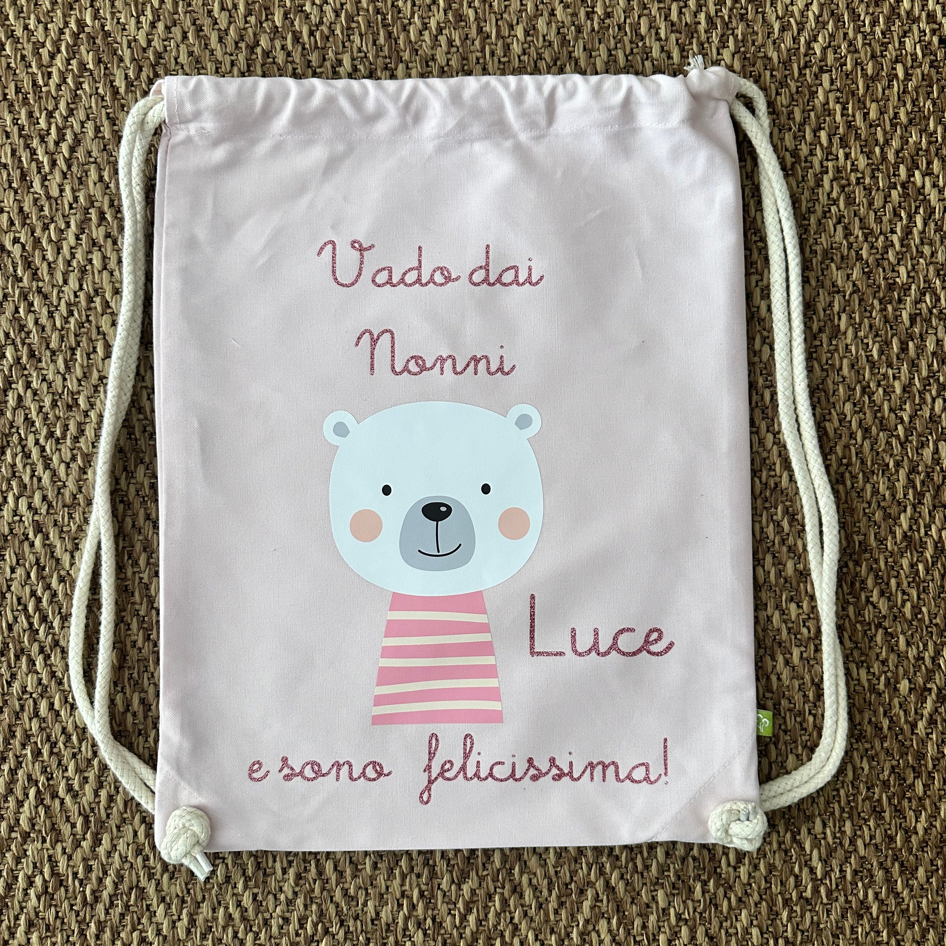 Zaino in cotone pesante Vado dai Nonni e sono felicissima - Be Brave Boutique