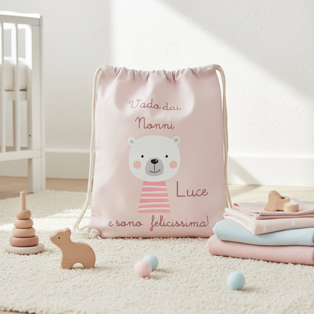 Zaino in cotone pesante Vado dai Nonni e sono felicissima - Be Brave Boutique