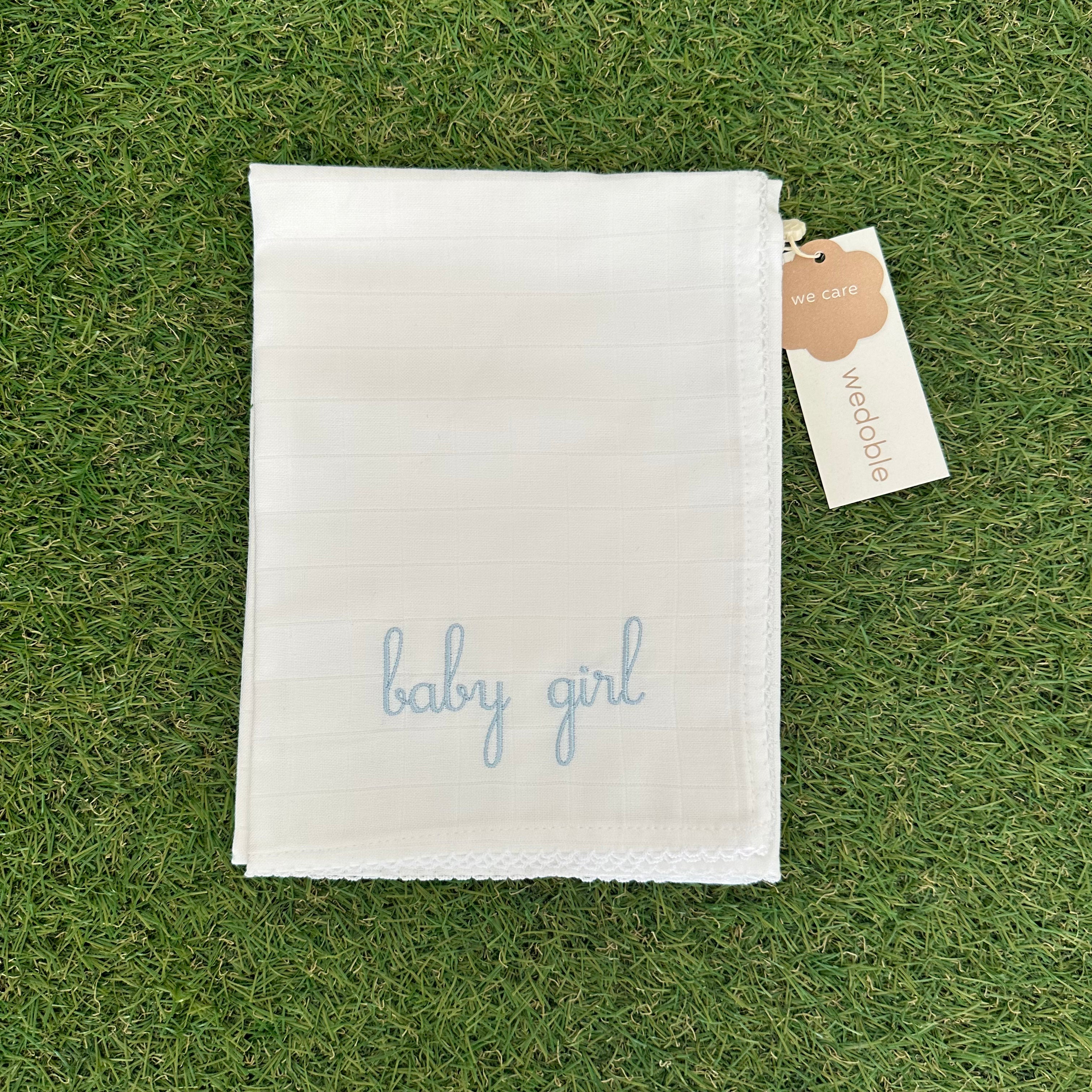 Wedoble Mussola in Cotone Ricamata Baby Girl Azzurro - Be Brave Boutique