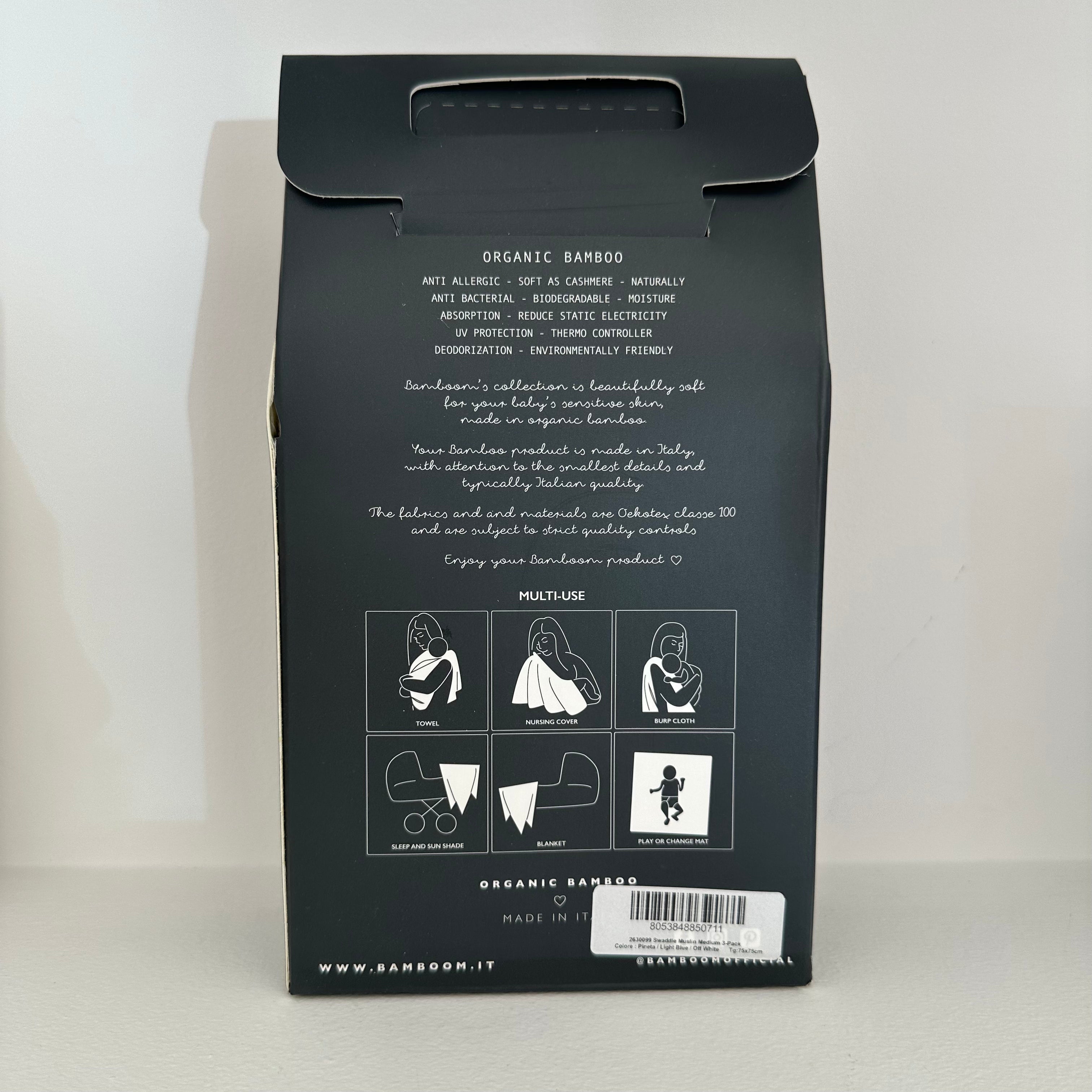 Swaddle Muslin Medium multi-uso 70x70cm 3-Pack - PINETA/LIGHT BLUE/ OFF WHITE - Be Brave Boutique