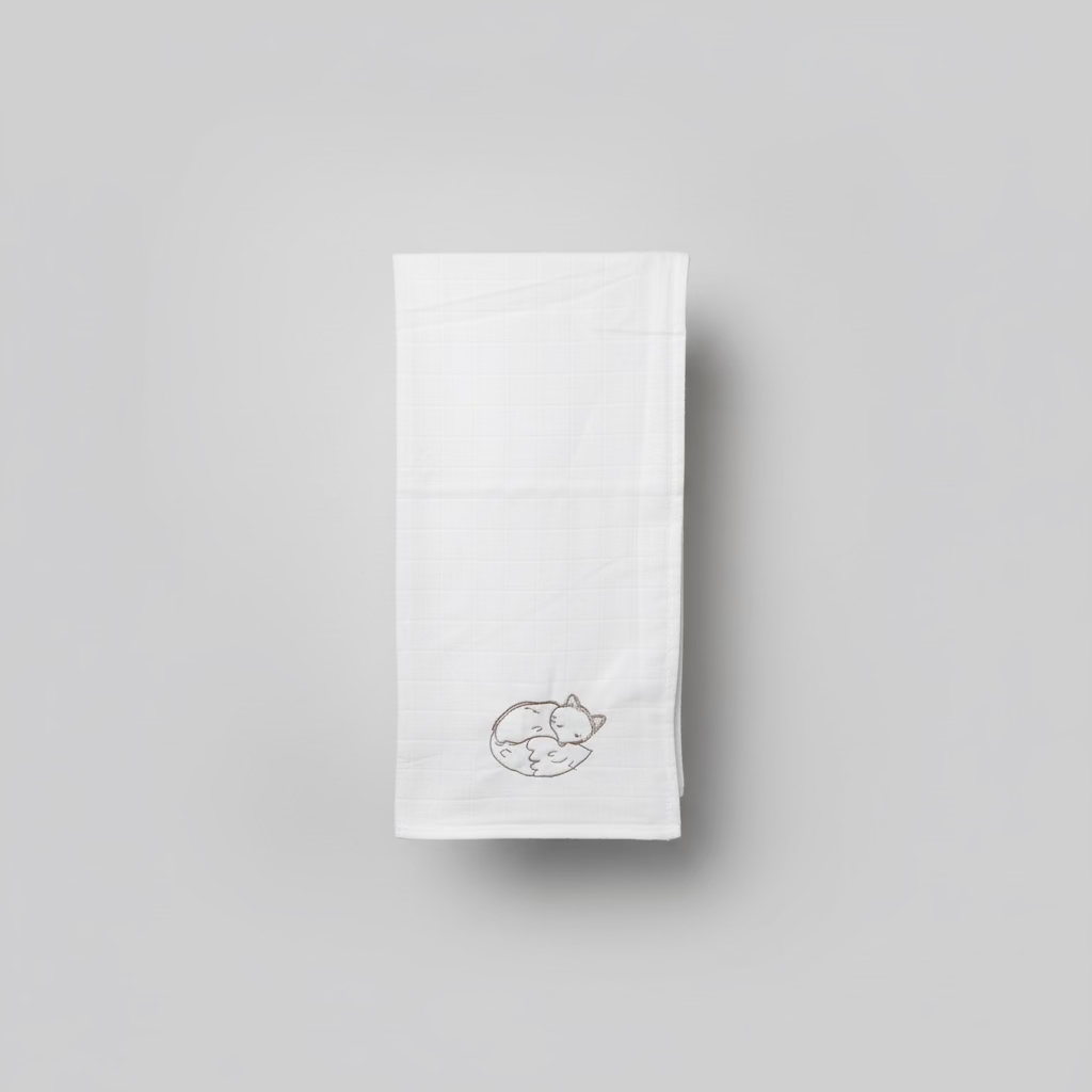 Wedoble Mussola in Cotone Ricamata Volpe Tortora - Be Brave Boutique