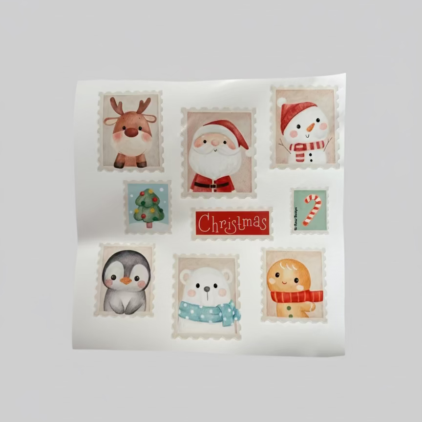 Kit da 9 Adesivi Natalizi fondo trasparente