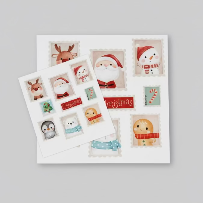 Kit da 9 Adesivi Natalizi fondo trasparente