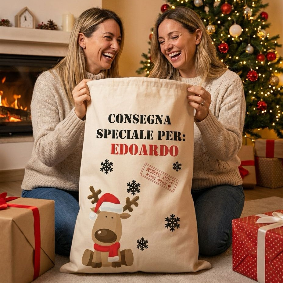 Sacca XXL Porta Regali di Natale Personalizzata per Bambini