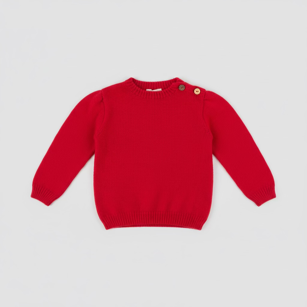 Maglioncino Rosso In Morbida Lana Marino Extrafine