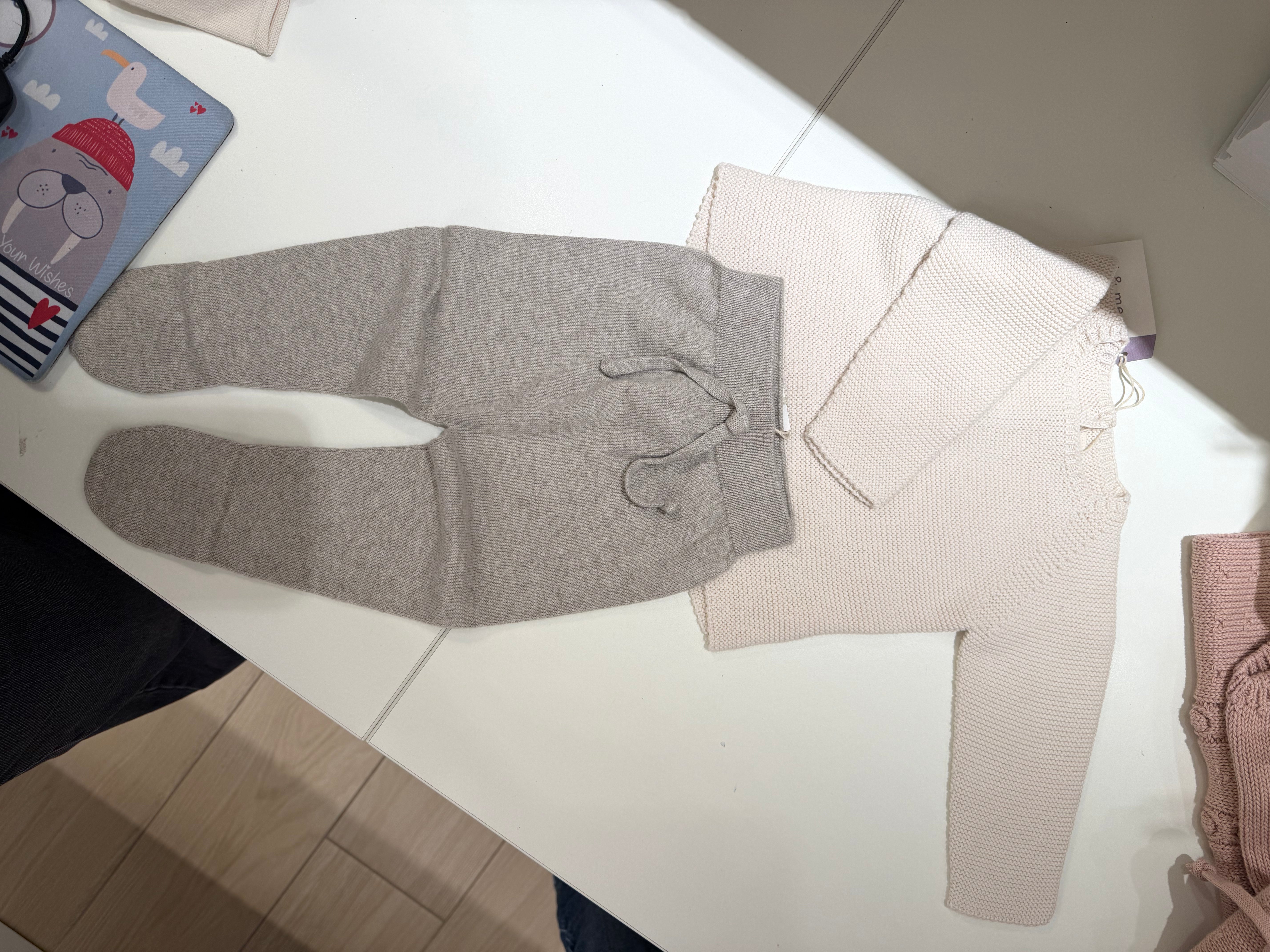 COMPLETO NASCITA IN COTONE ORGANICO 2PZ CREAM/STONE