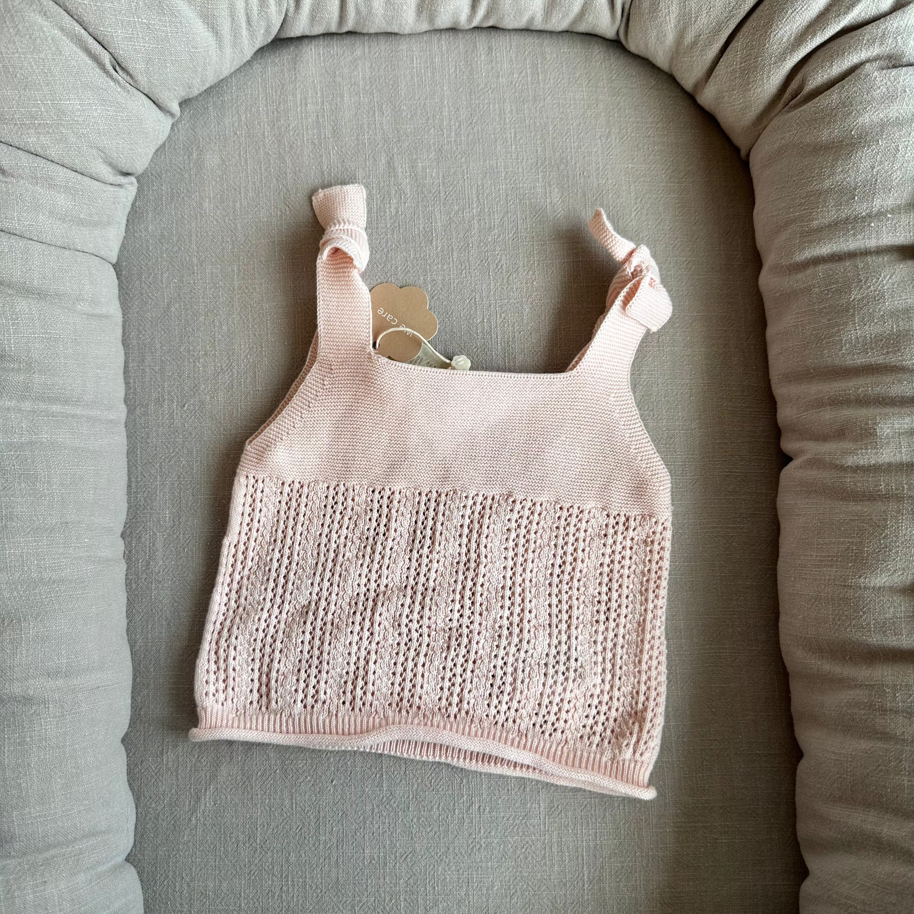 Canotta Rosa con fiocco in morbido cotone lavorato - Be Brave Boutique