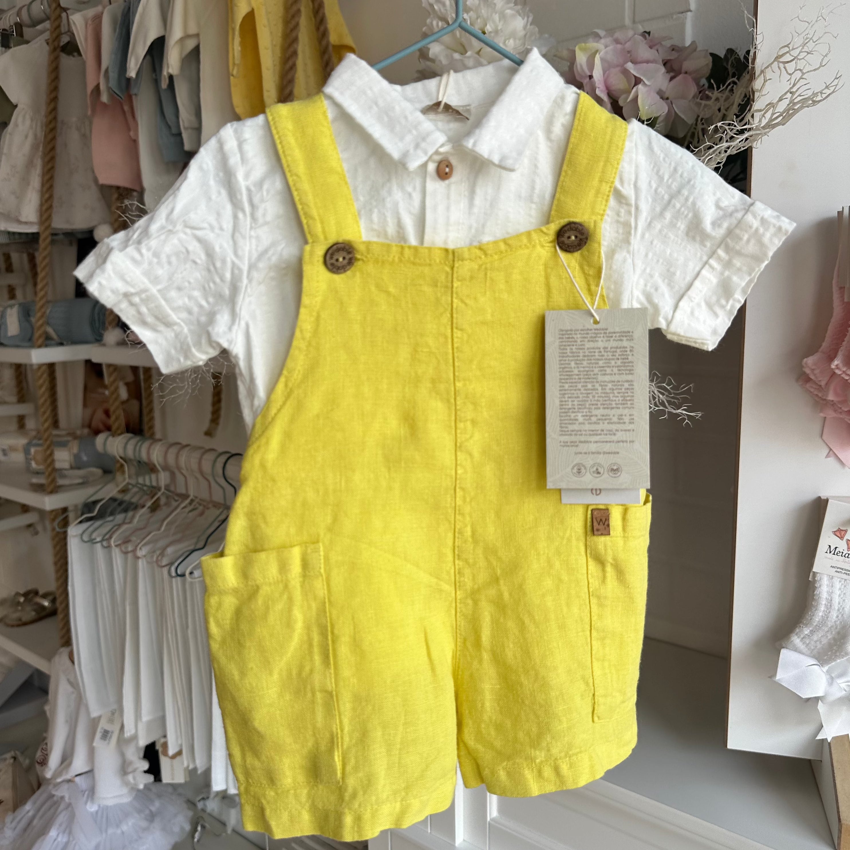 Salopette Gialla in lino - Be Brave Boutique