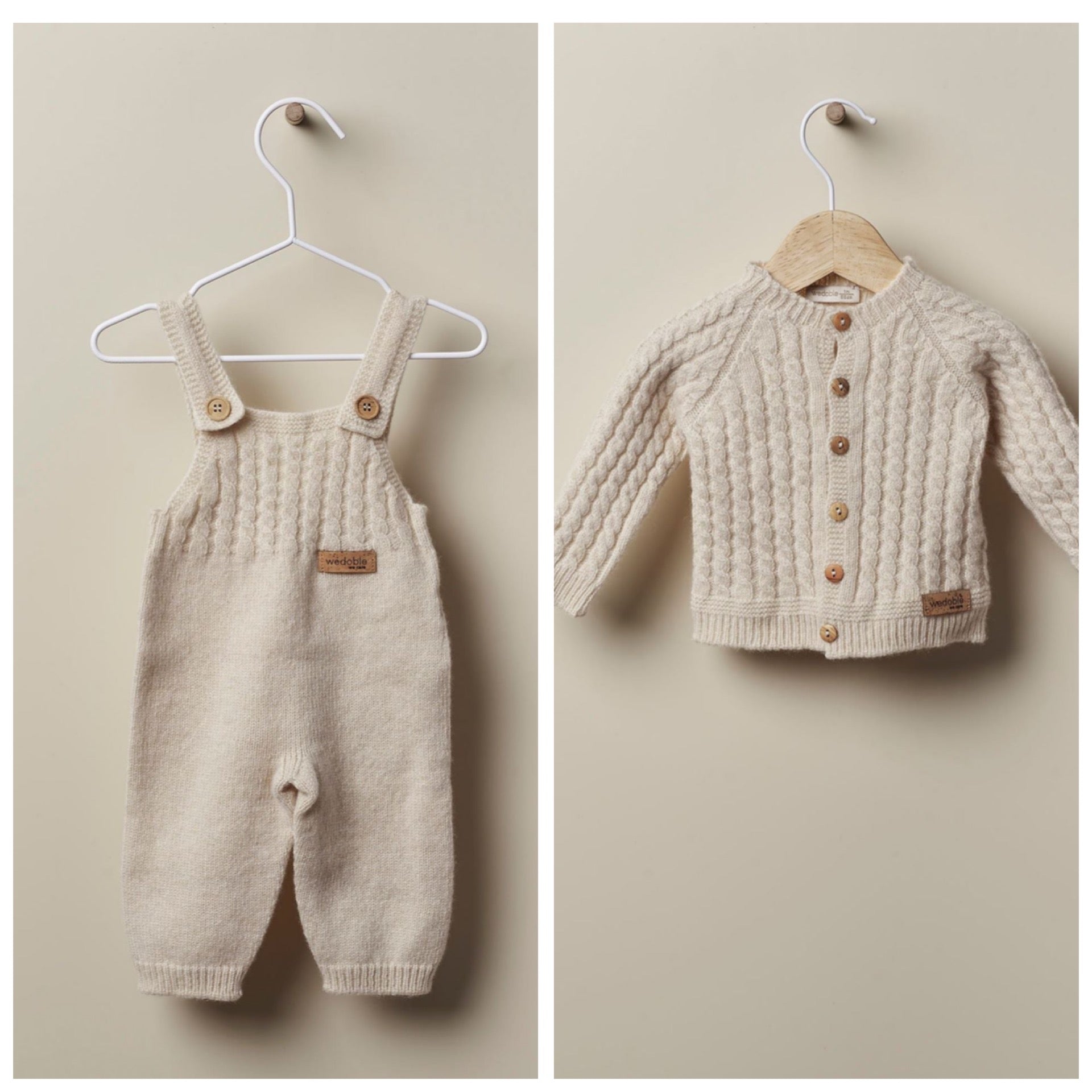 Completo salopette + cardigan in Lana e Cachemire a trecce - Be Brave Boutique