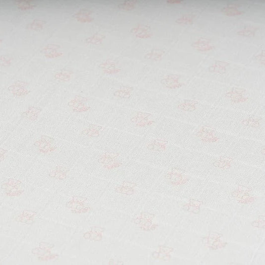 Set 3 pz mussola all over orsetti 80x80 cm rosa - Be Brave Boutique